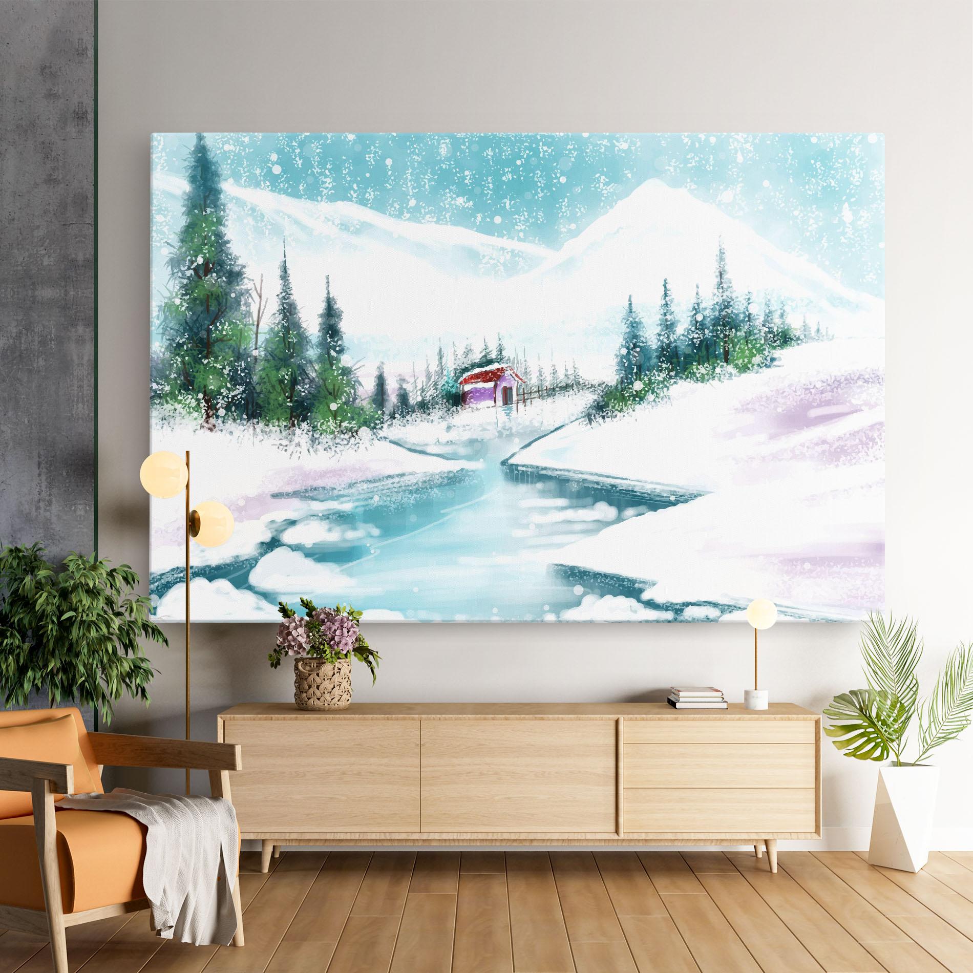 Tablou Canvas Purple House Winter mockup 9