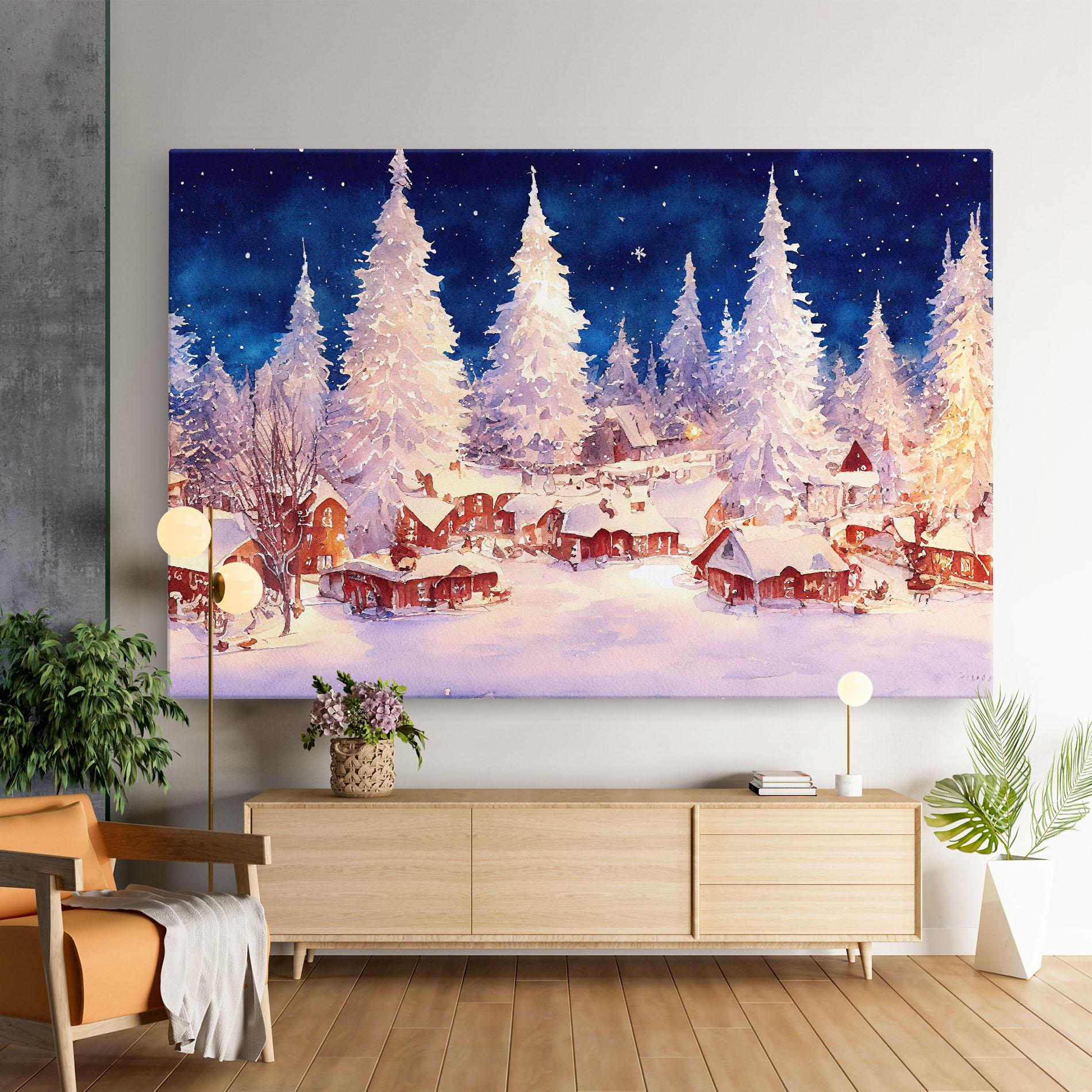 Tablou Canvas Snow Falling Painting mockup 9