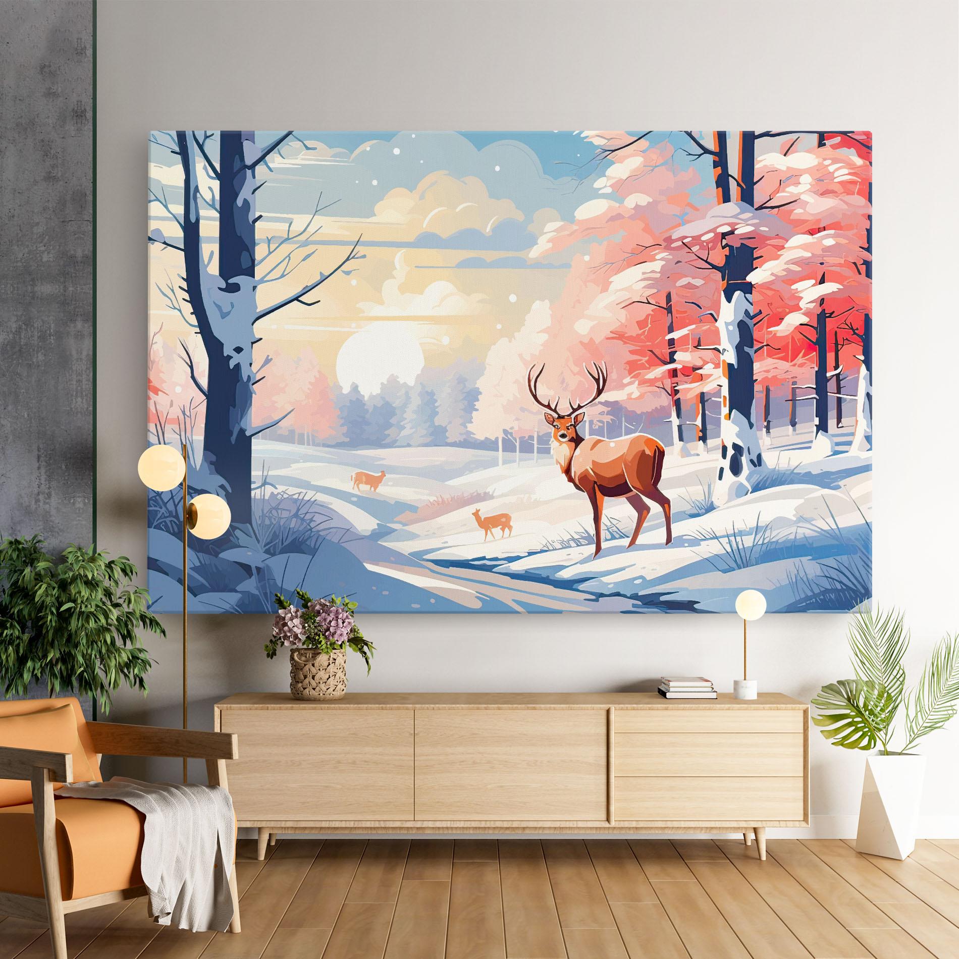 Tablou Canvas Winter Deer Art mockup 9