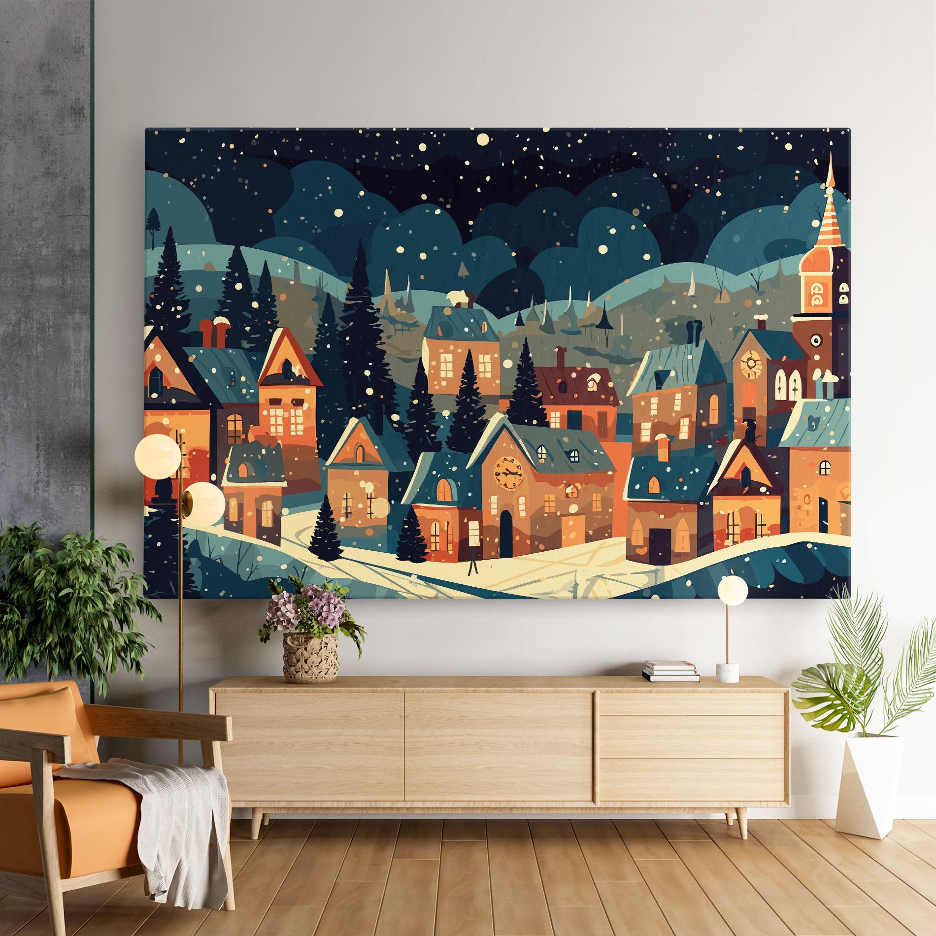 Tablou Canvas Winter View Houses mockup 9