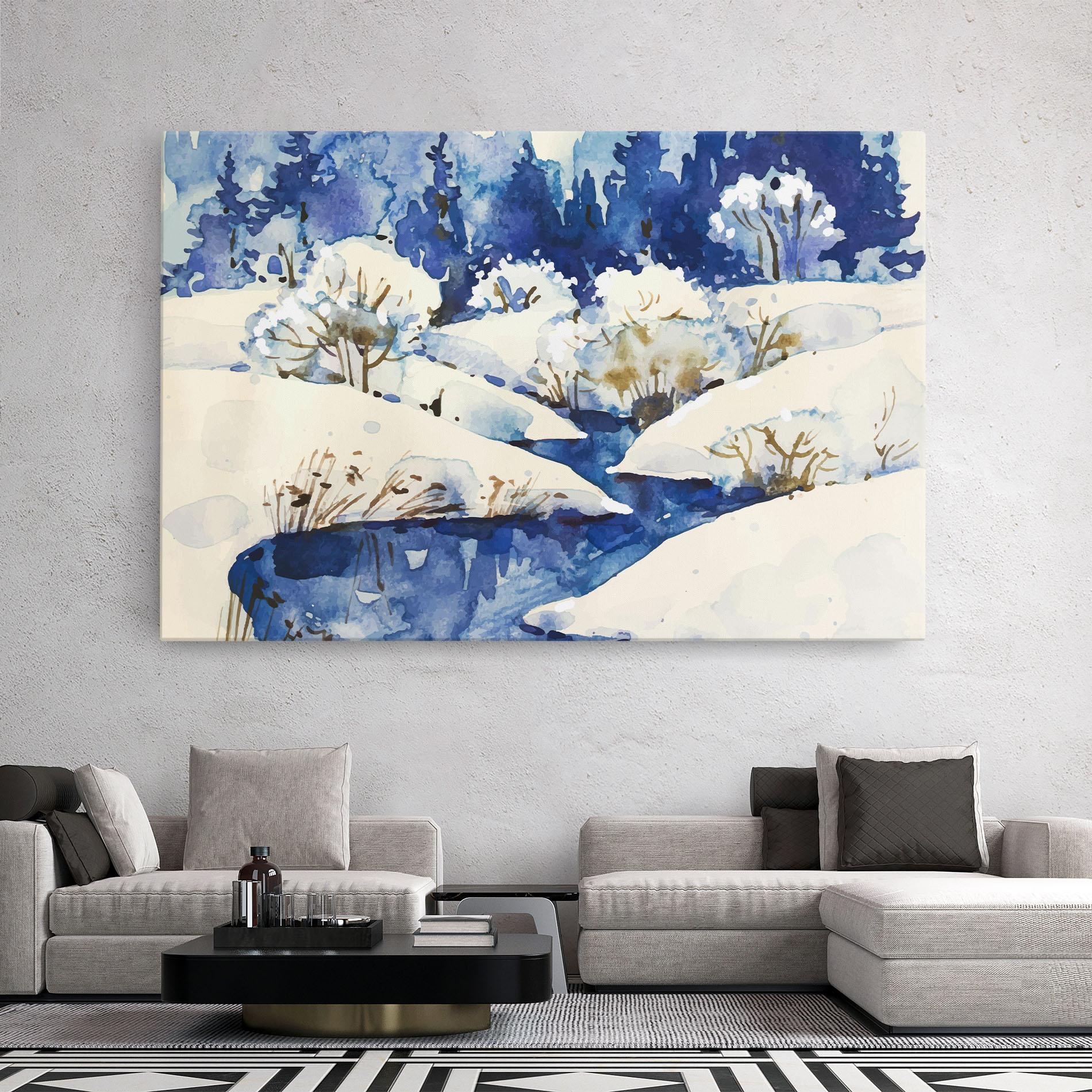 Tablou Canvas Blue Trees Winter mockup 2