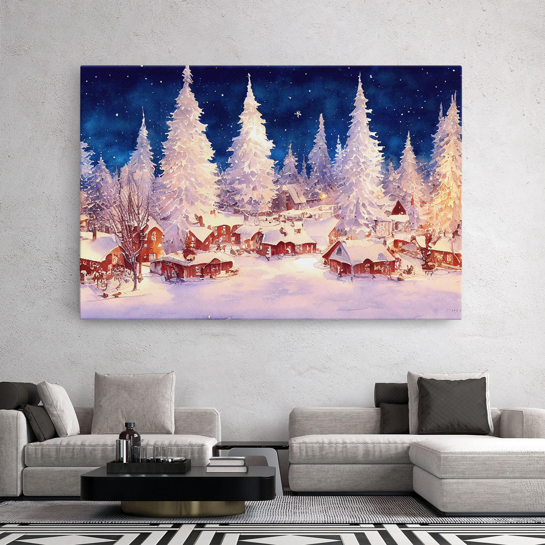 Tablou Canvas Snow Falling Painting mockup 2