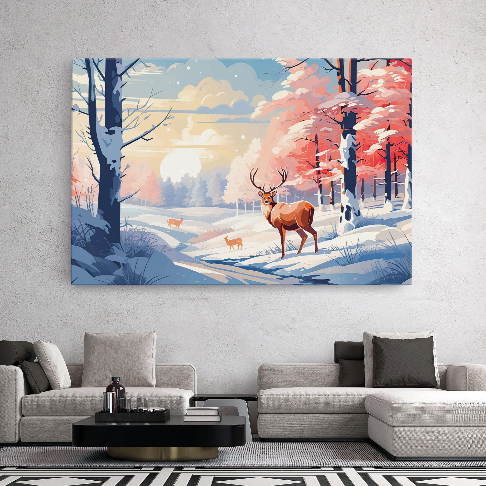 Tablou Canvas Winter Deer Art mockup 2