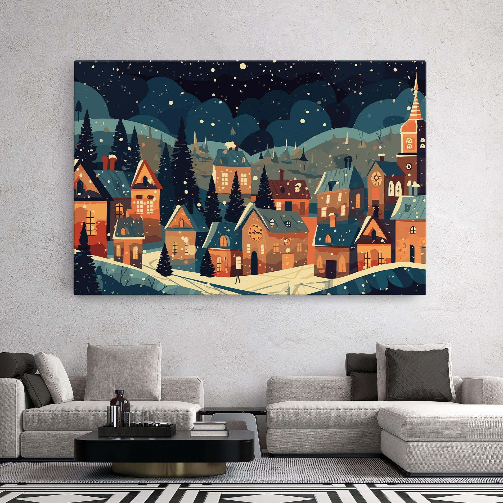 Tablou Canvas Winter View Houses mockup 2