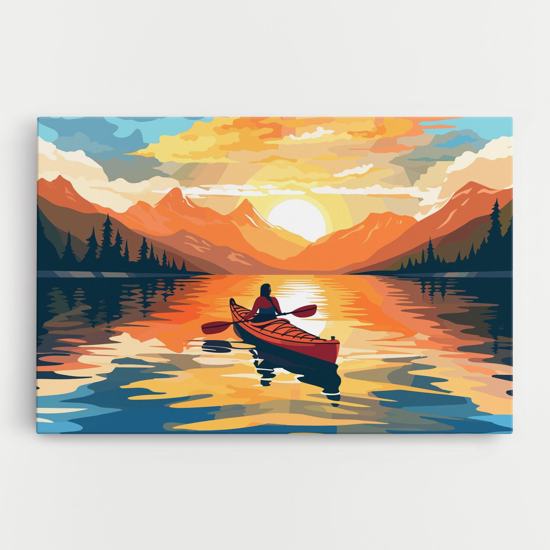 Tablou Canvas Boat Sunset Woman mockup 0