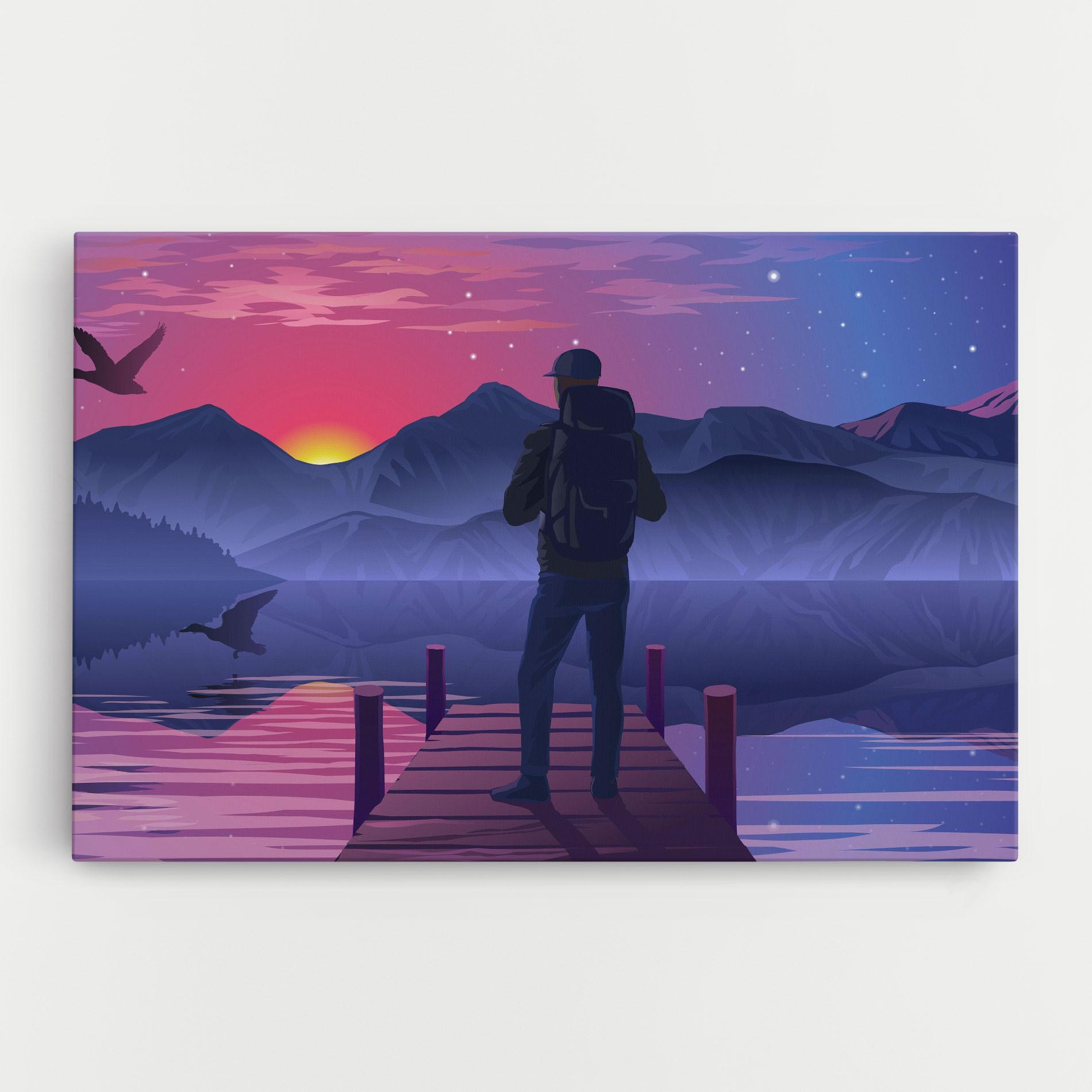 Tablou Canvas Lake Pink Night mockup 0