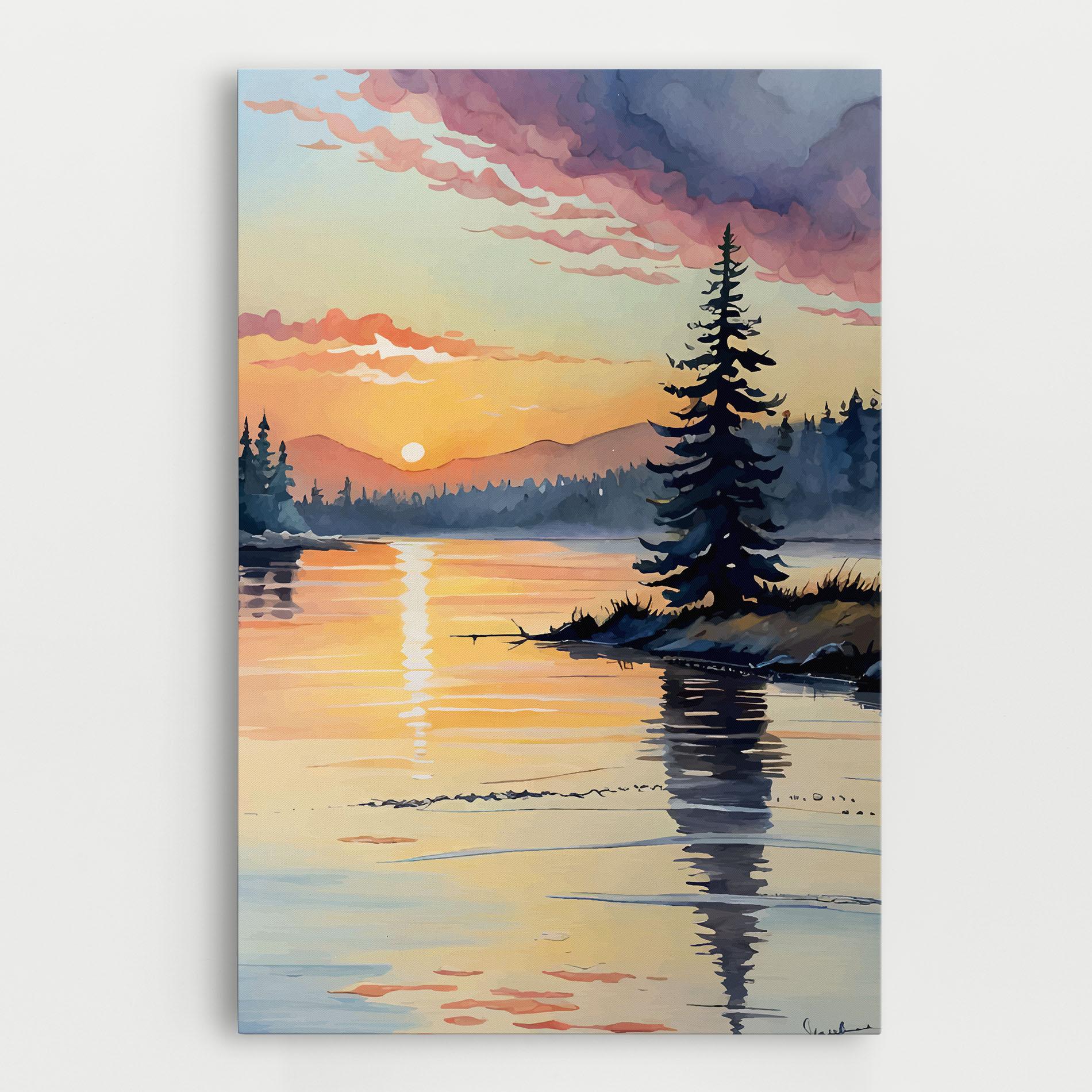 Tablou Canvas Tree Shadow Lake mockup 0