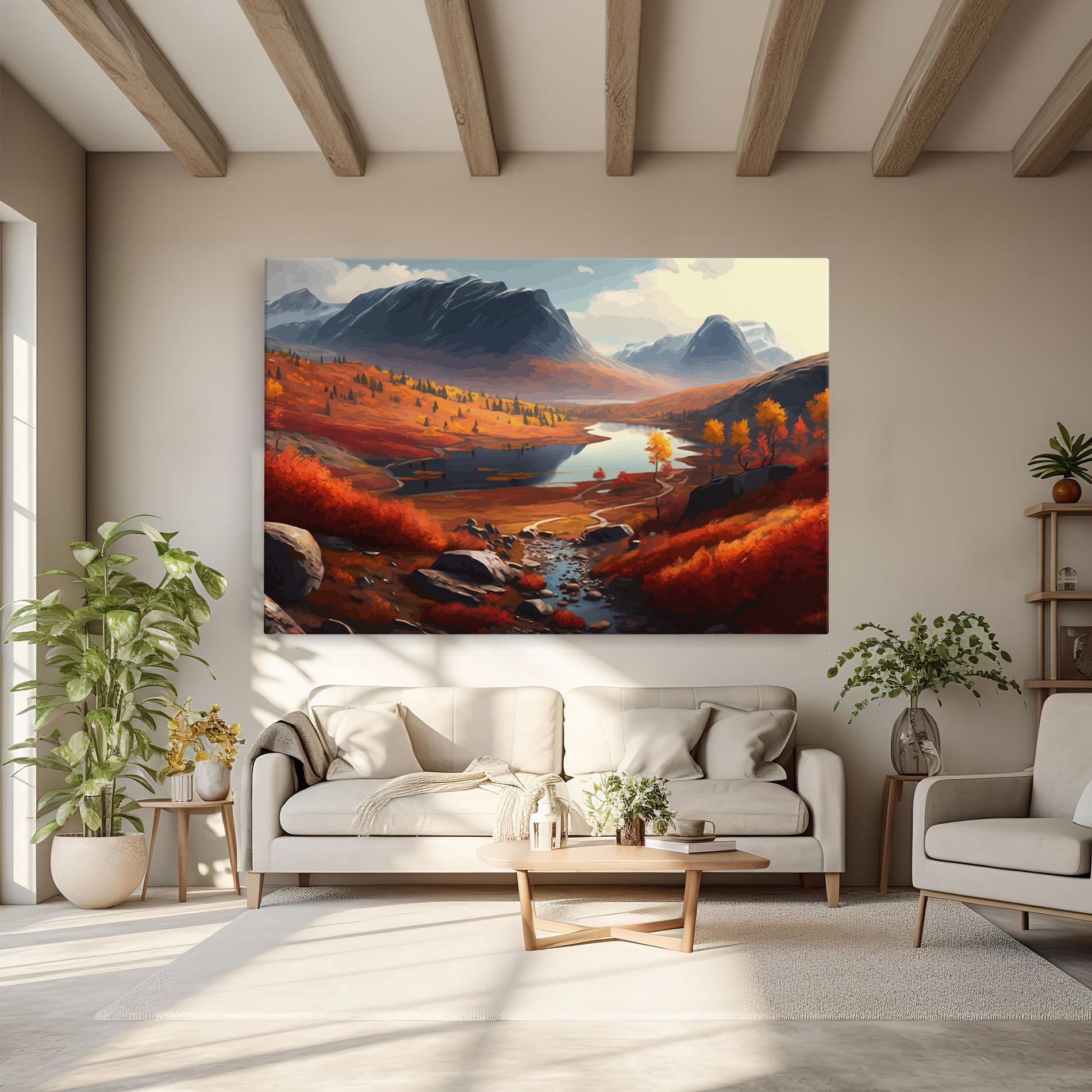 Tablou Canvas Autumn Field Lake mockup 6