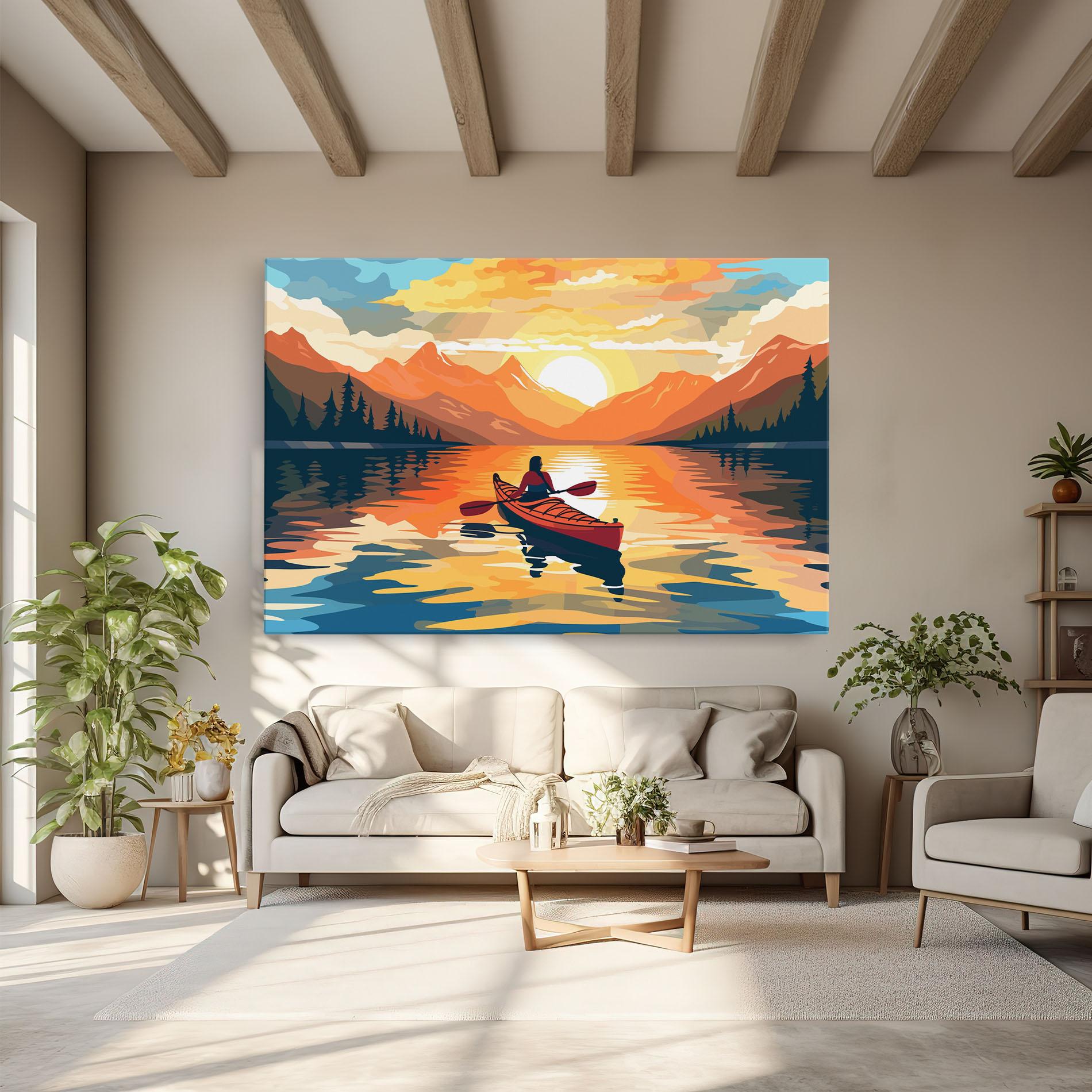 Tablou Canvas Boat Sunset Woman mockup 6
