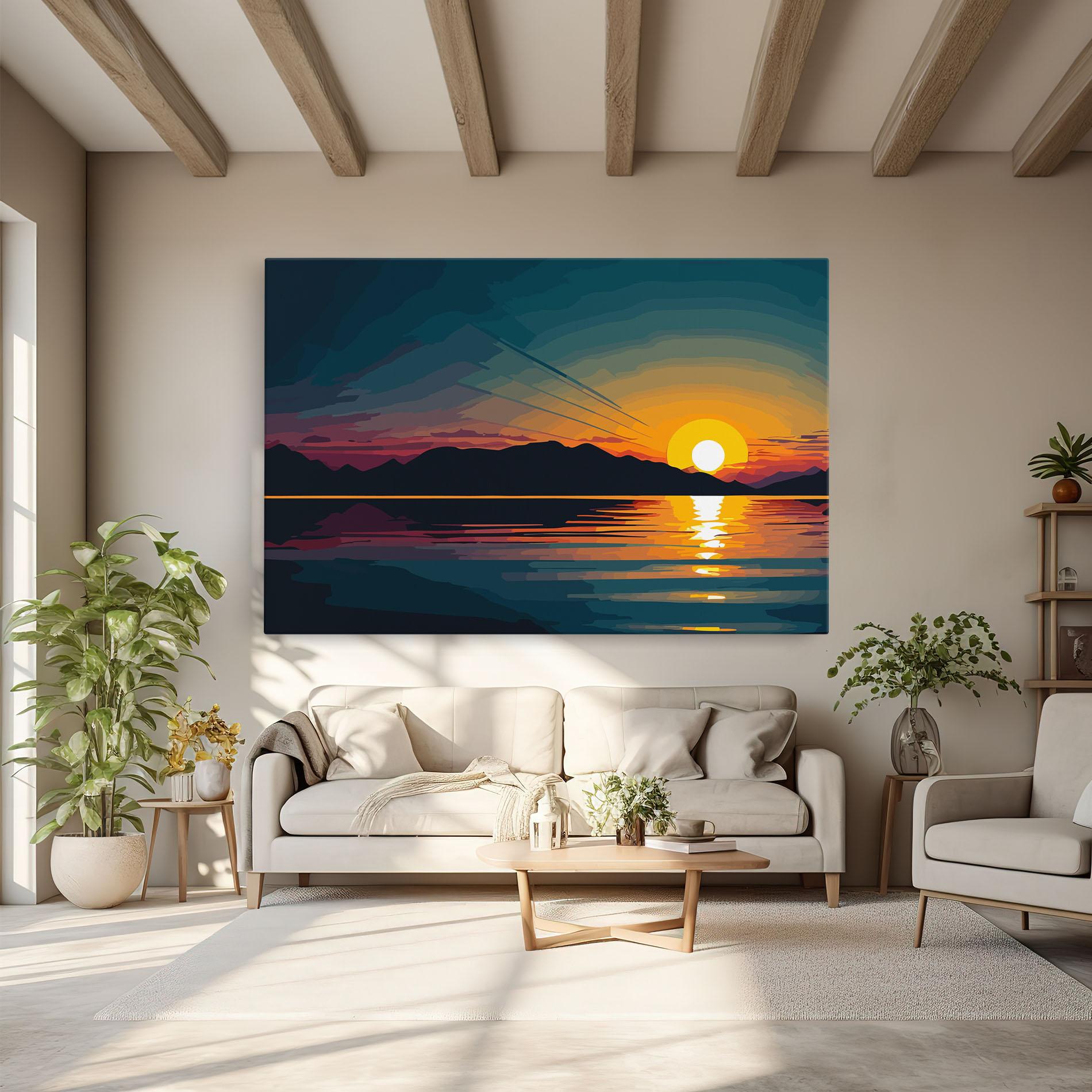 Tablou Canvas Sunset Art Lake mockup 6