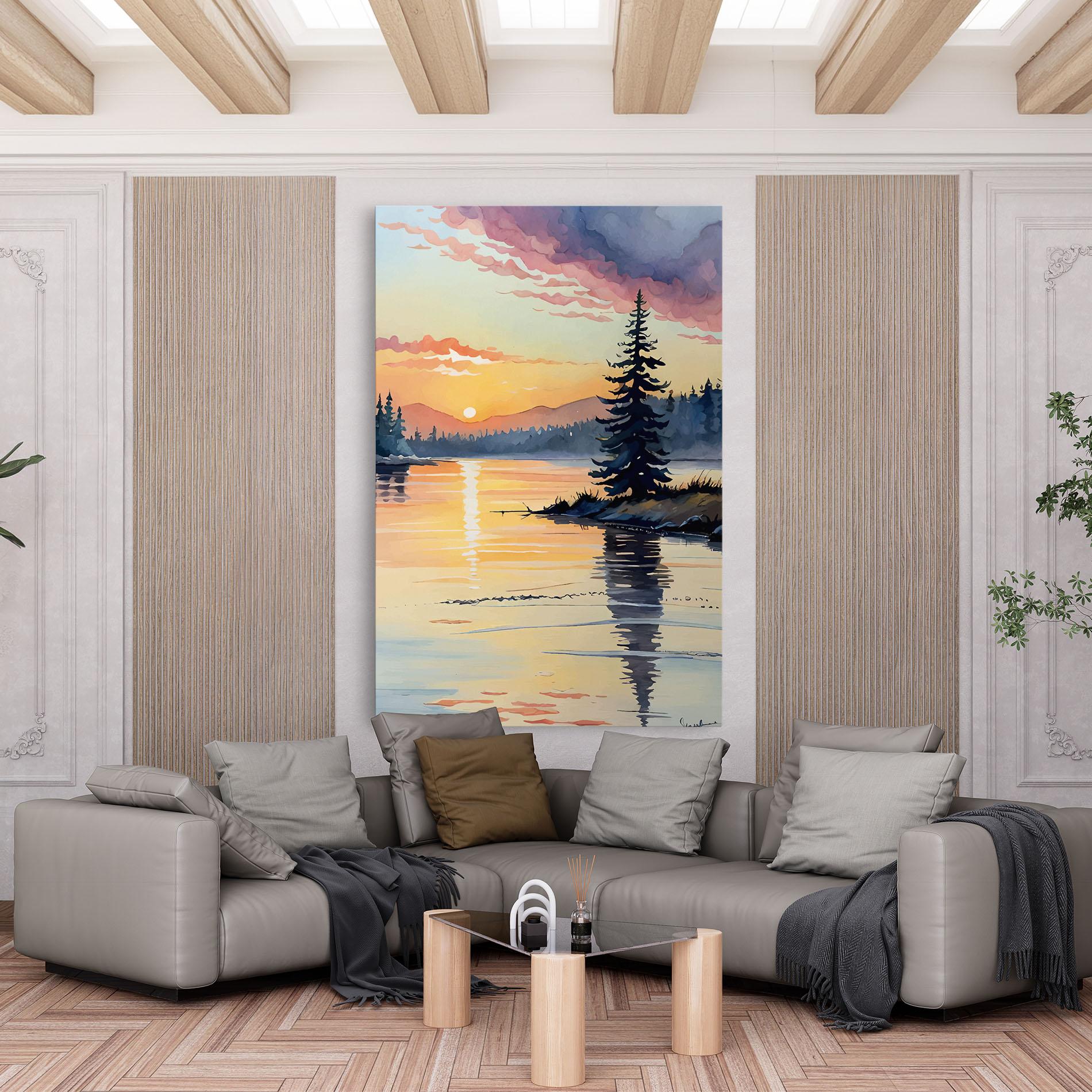 Tablou Canvas Tree Shadow Lake mockup 6