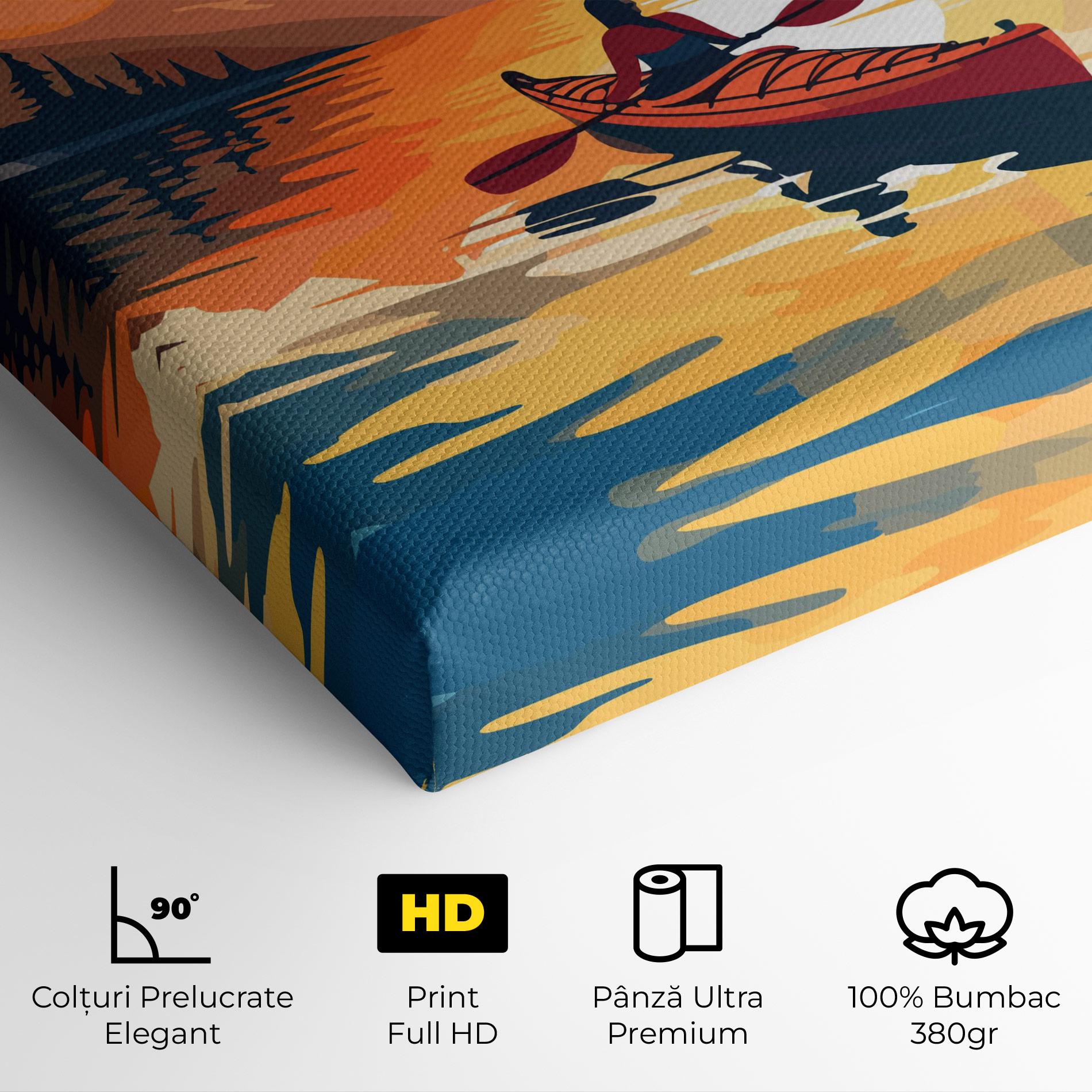 Tablou Canvas Boat Sunset Woman mockup 4