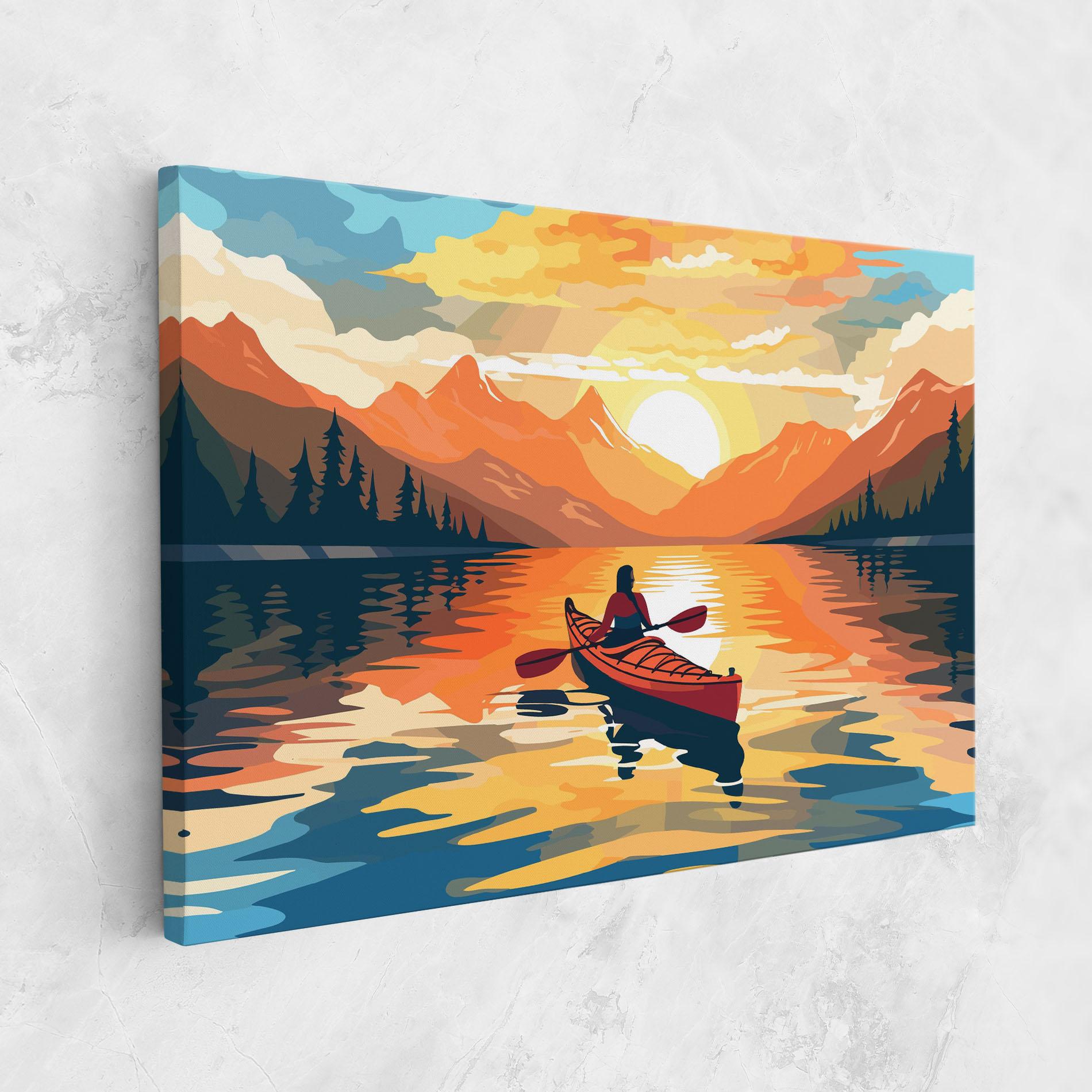 Tablou Canvas Boat Sunset Woman mockup 1