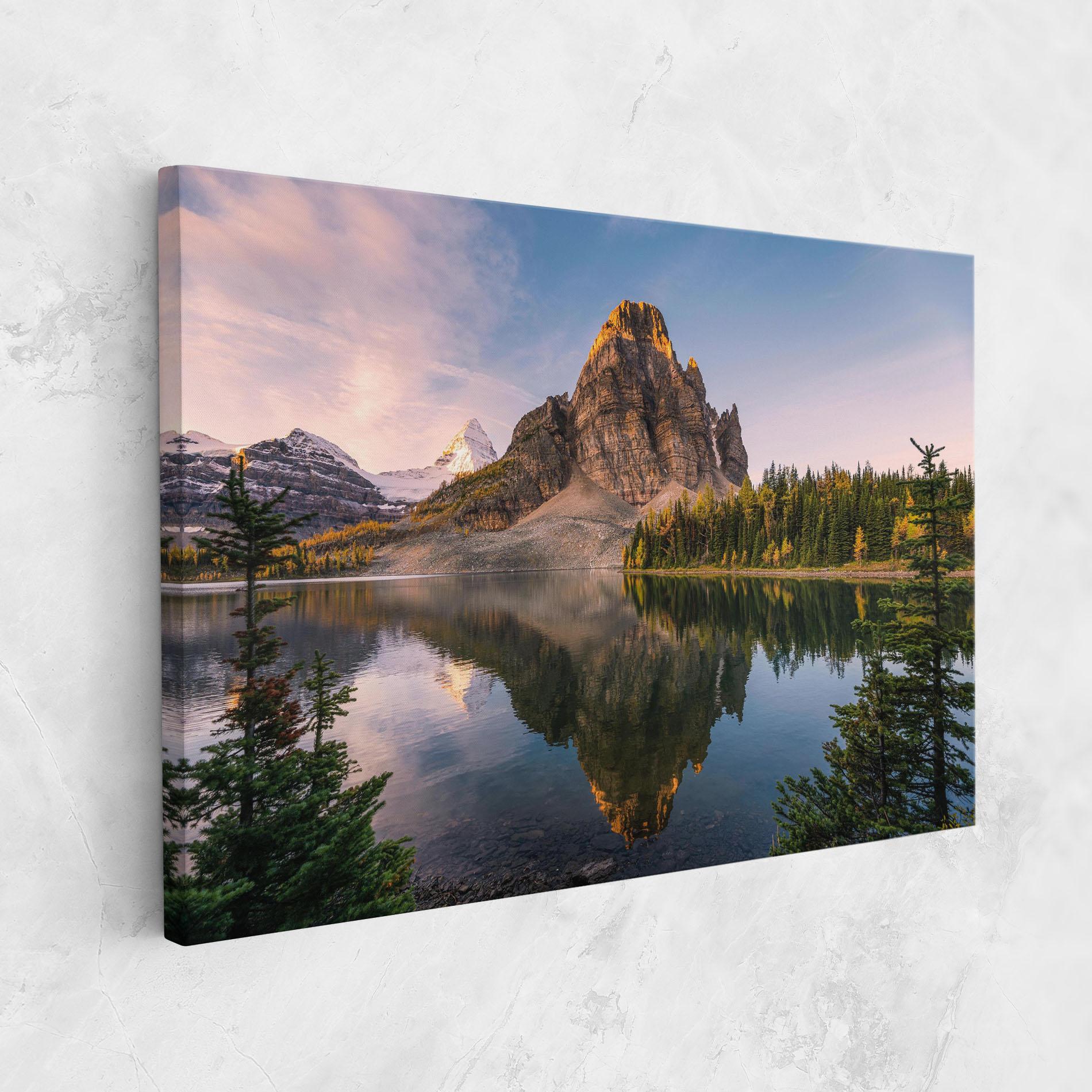 Tablou Canvas Mountain Sunrise Lake mockup 1
