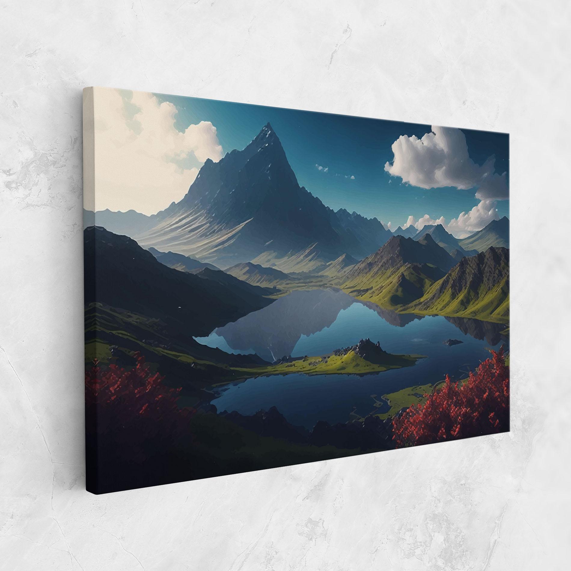 Tablou Canvas Red Flower Lake mockup 1