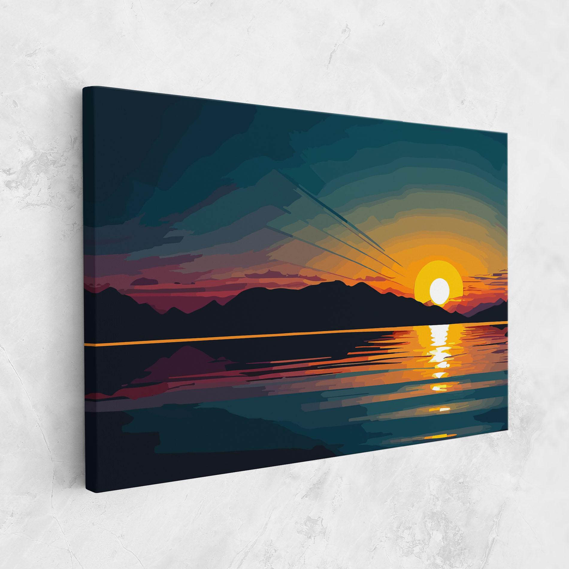 Tablou Canvas Sunset Art Lake mockup 1