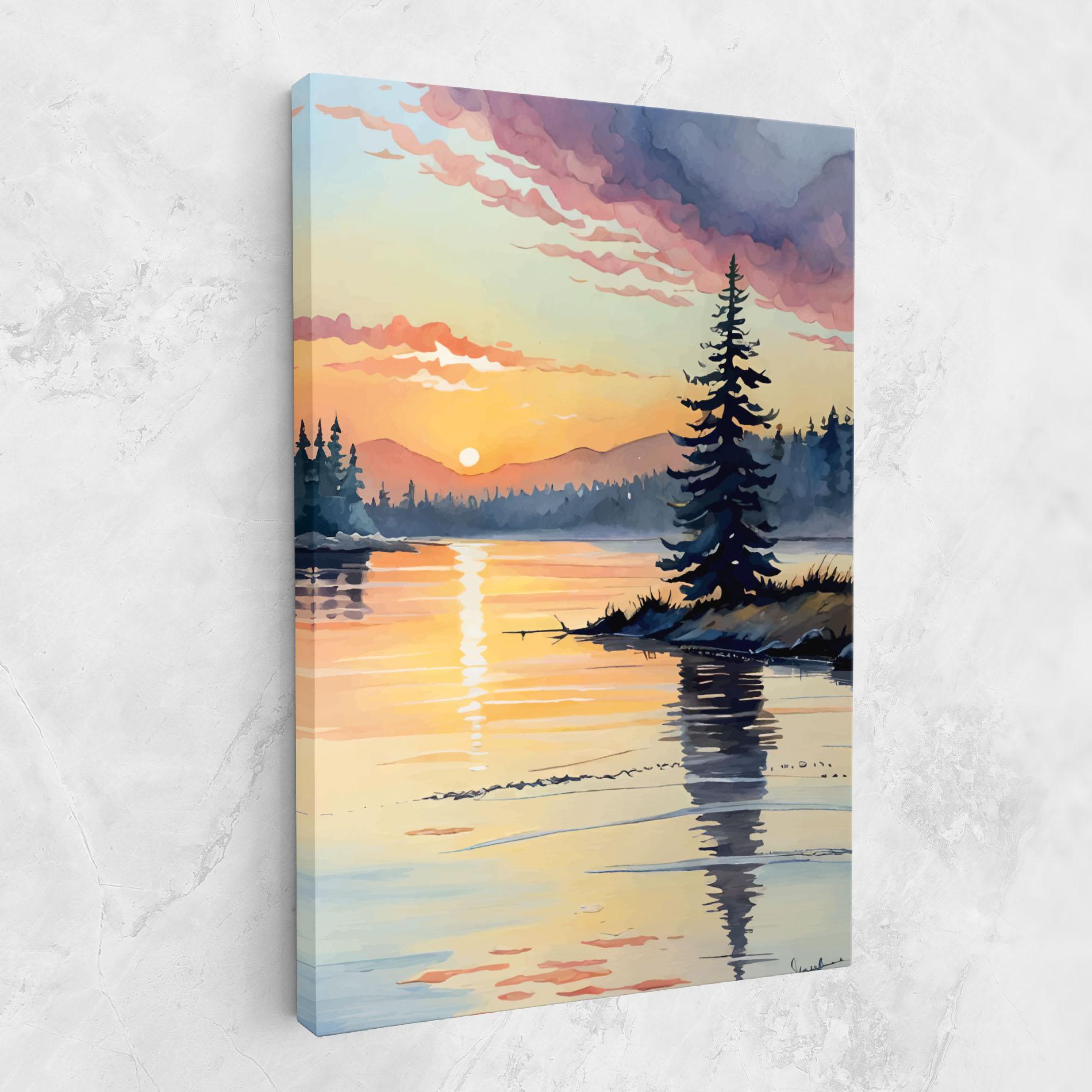 Tablou Canvas Tree Shadow Lake mockup 1