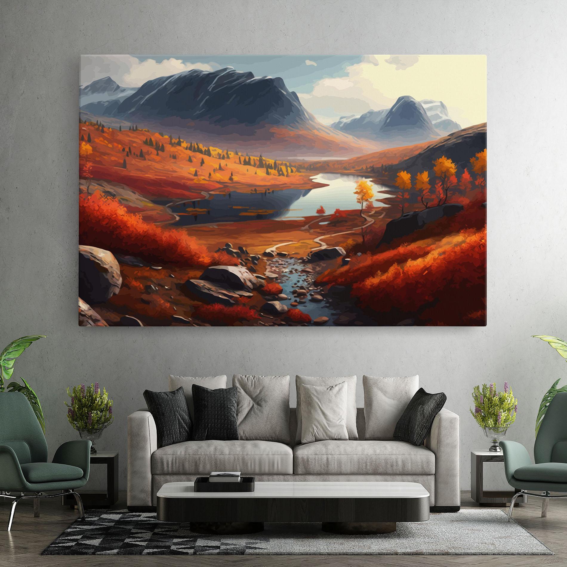 Tablou Canvas Autumn Field Lake mockup 7