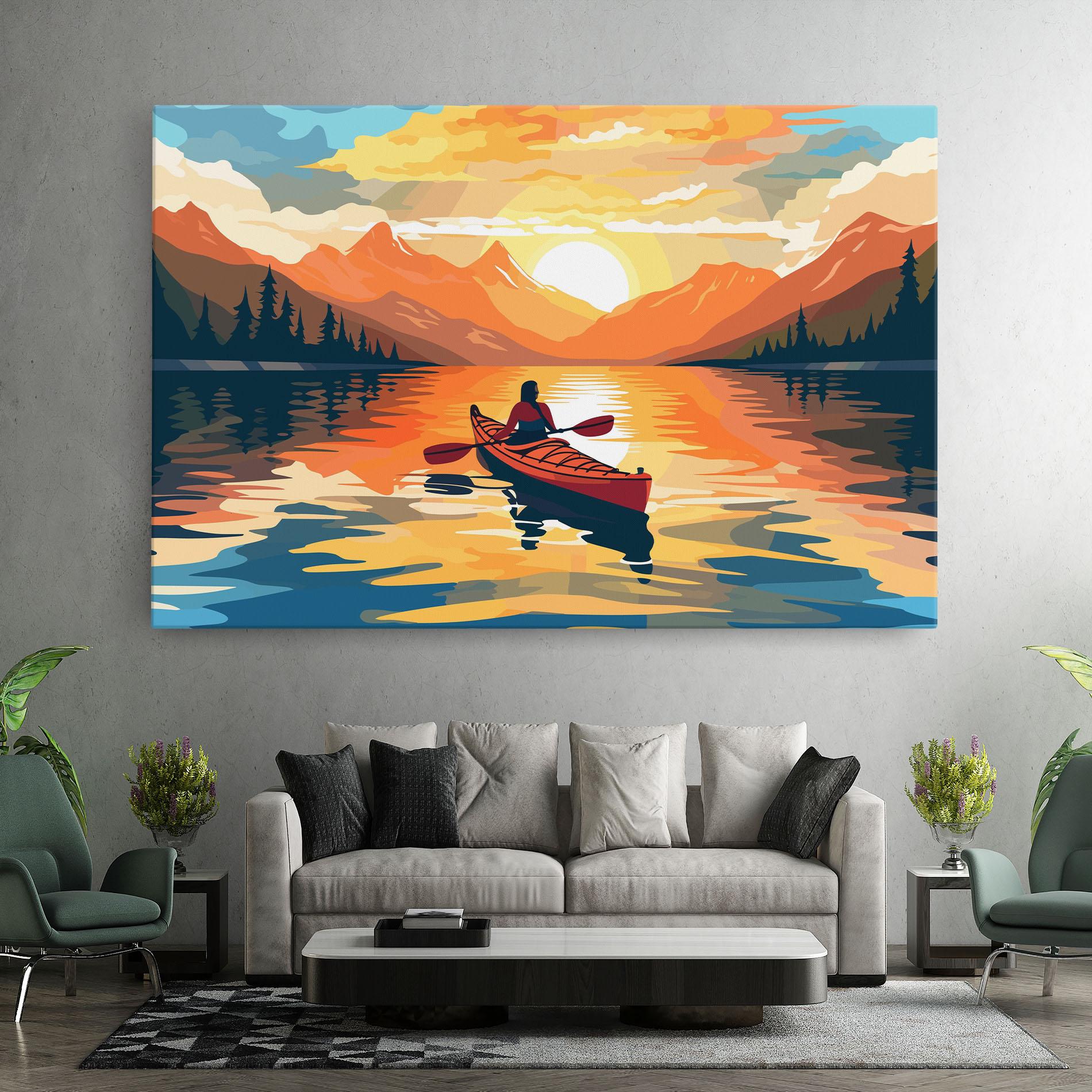 Tablou Canvas Boat Sunset Woman mockup 7