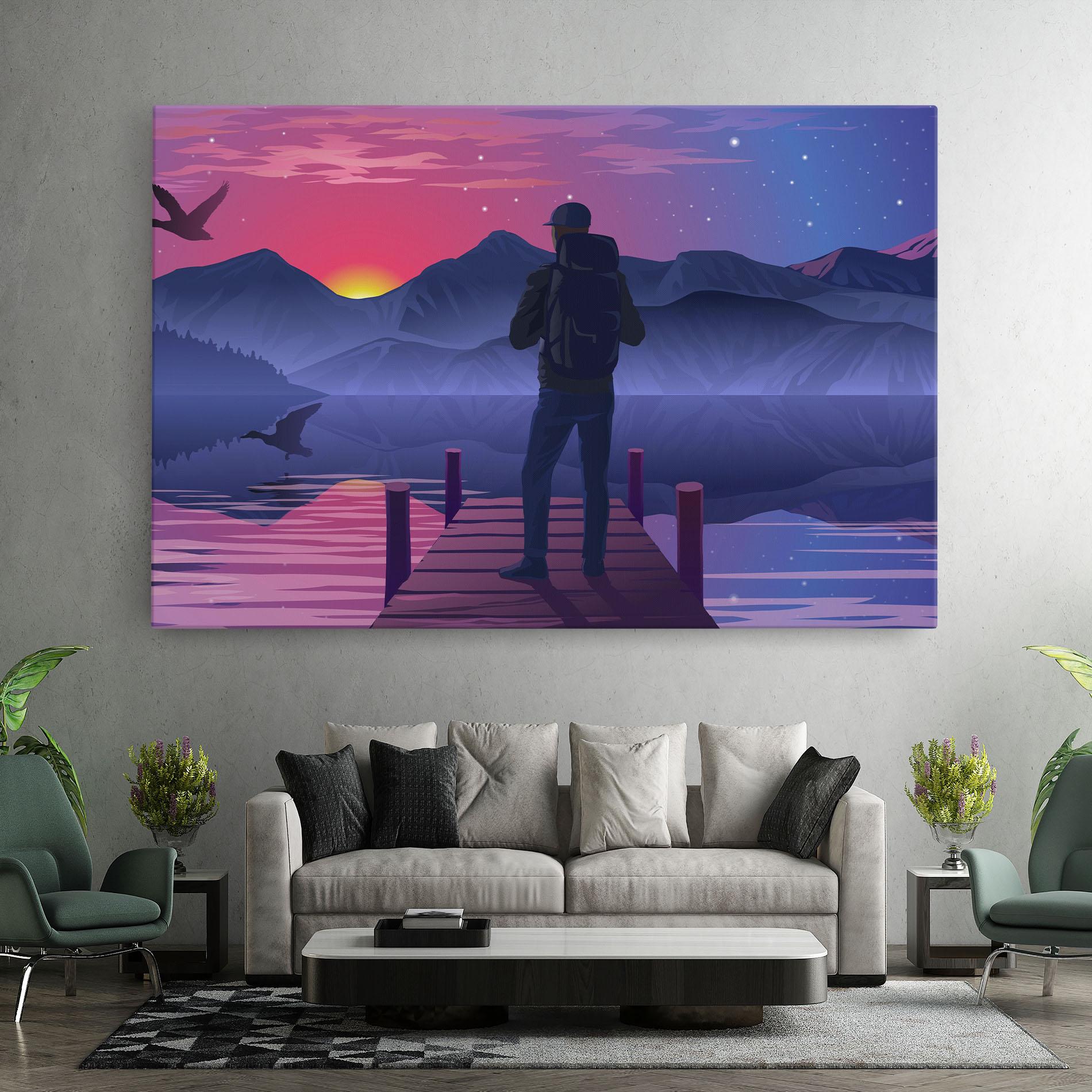 Tablou Canvas Lake Pink Night mockup 7