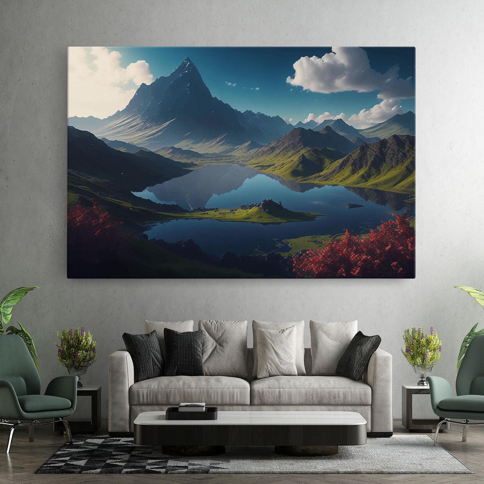 Tablou Canvas Red Flower Lake mockup 7