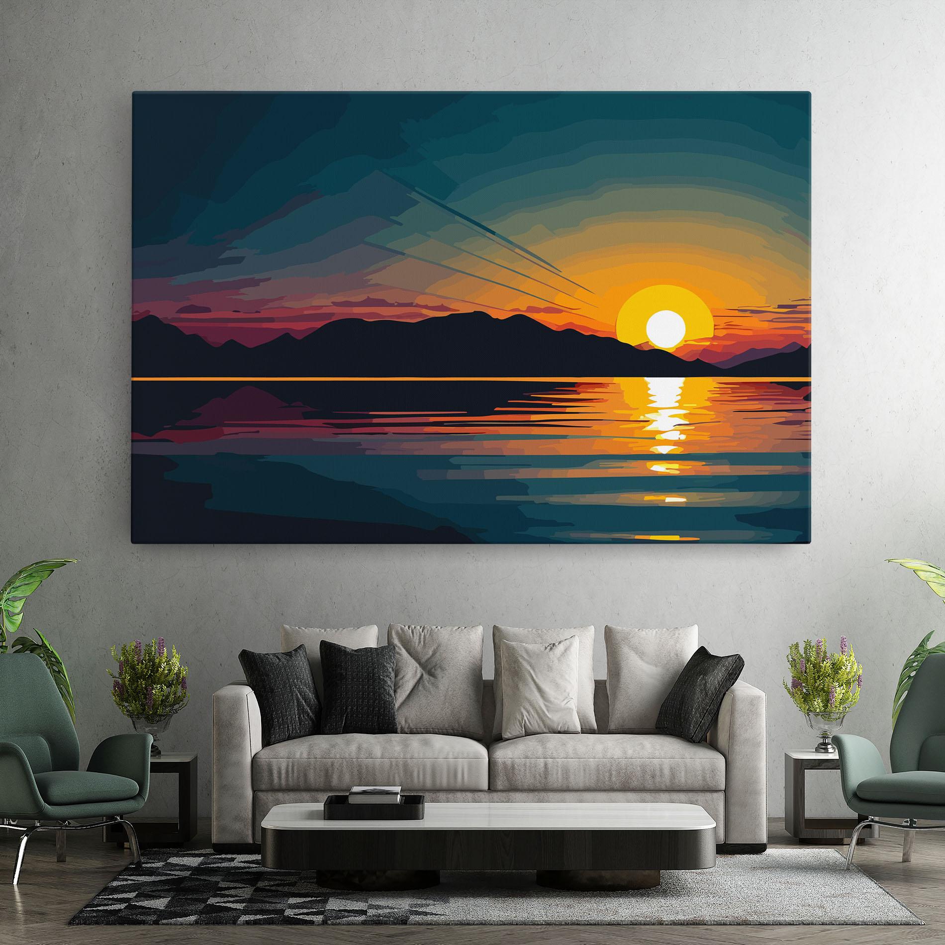Tablou Canvas Sunset Art Lake mockup 7