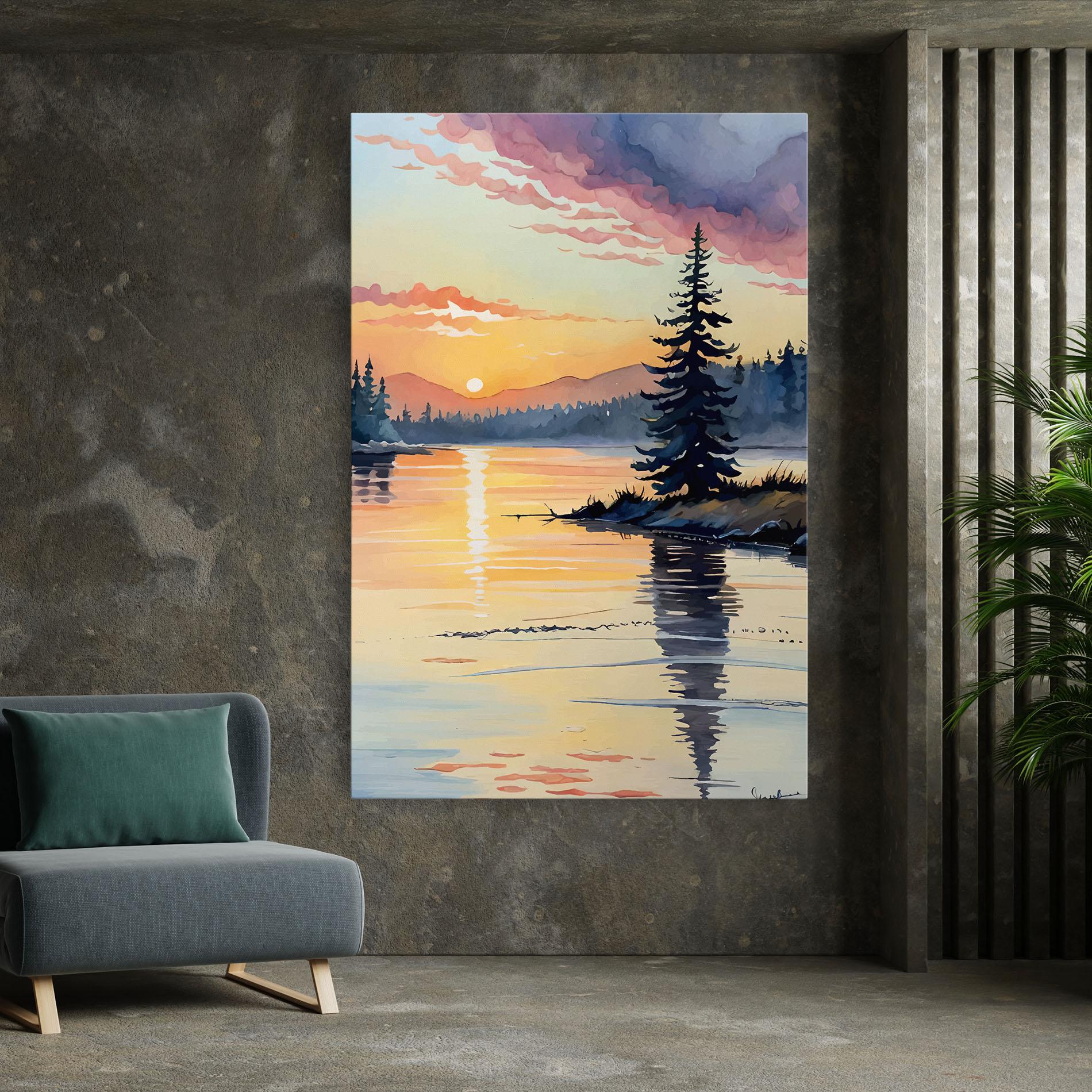 Tablou Canvas Tree Shadow Lake mockup 7