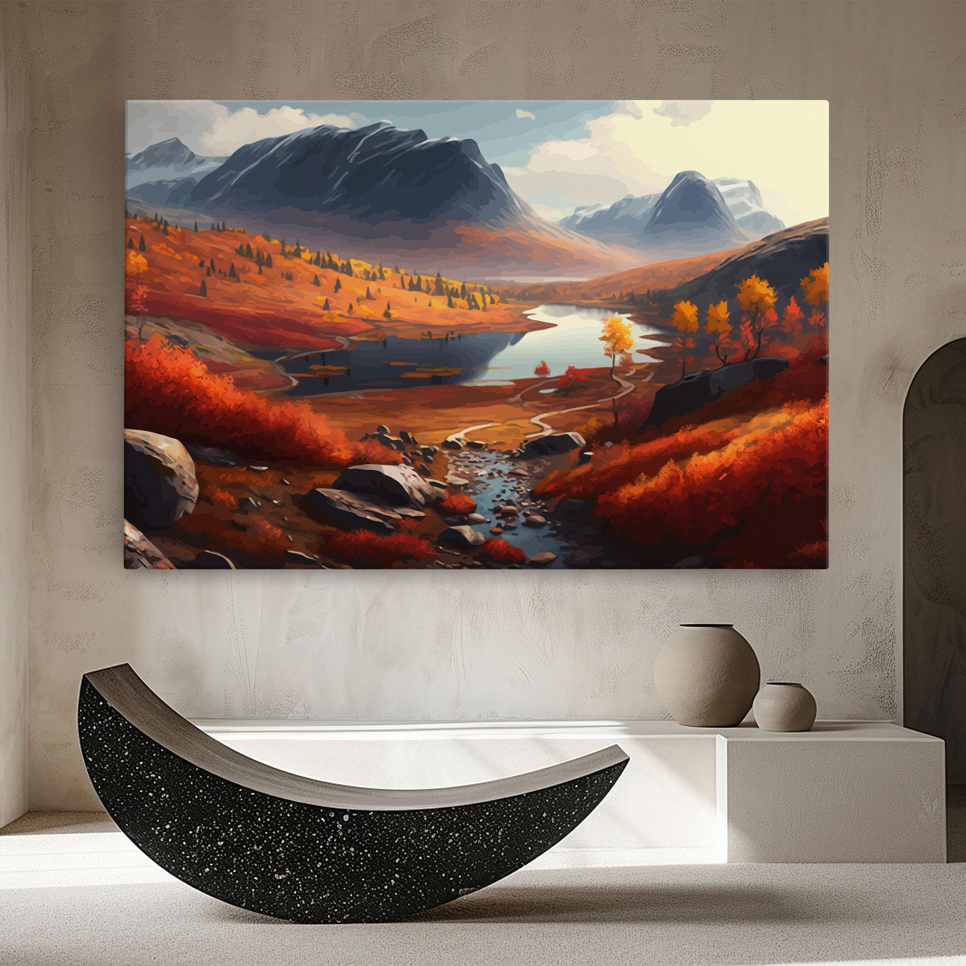 Tablou Canvas Autumn Field Lake mockup 8