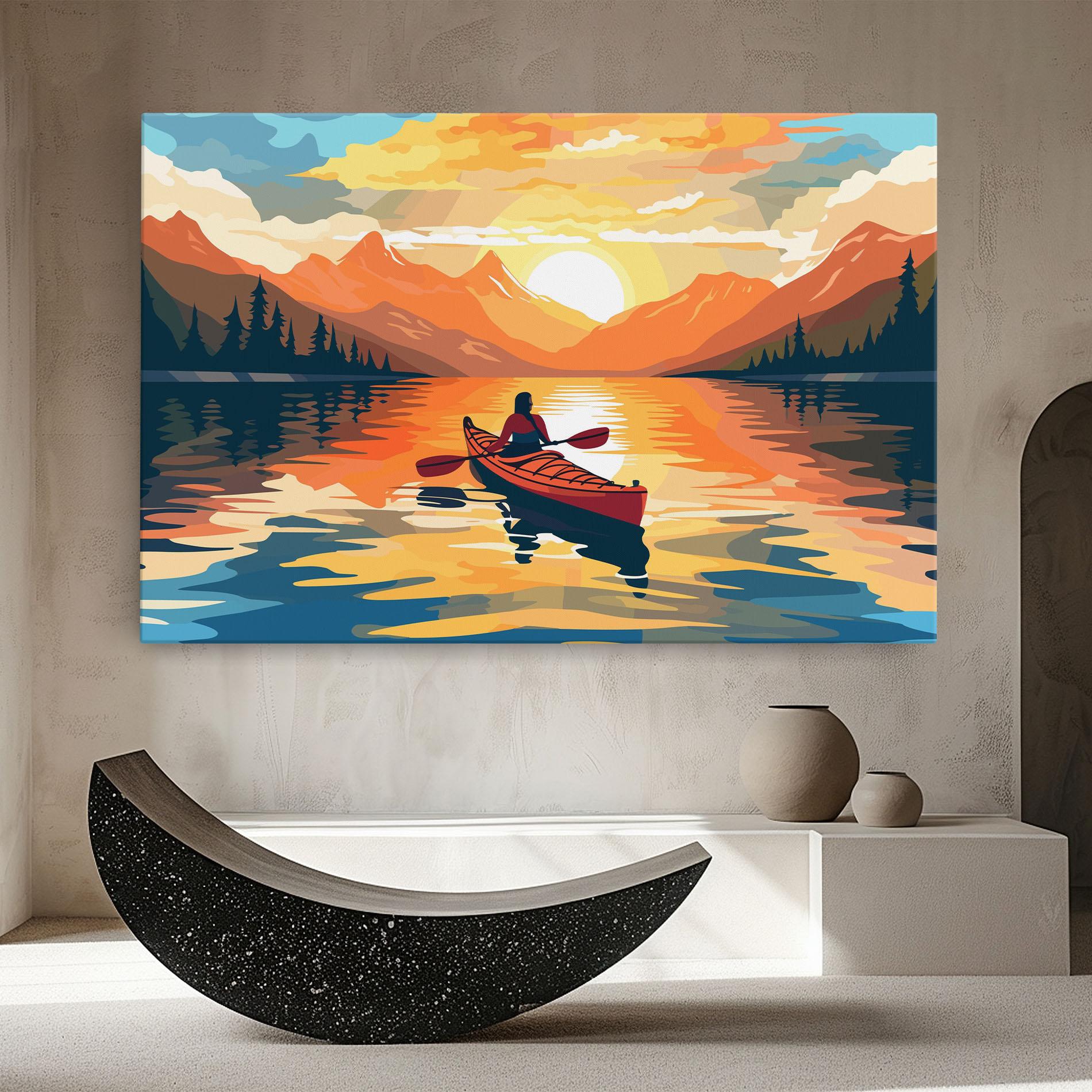 Tablou Canvas Boat Sunset Woman mockup 8