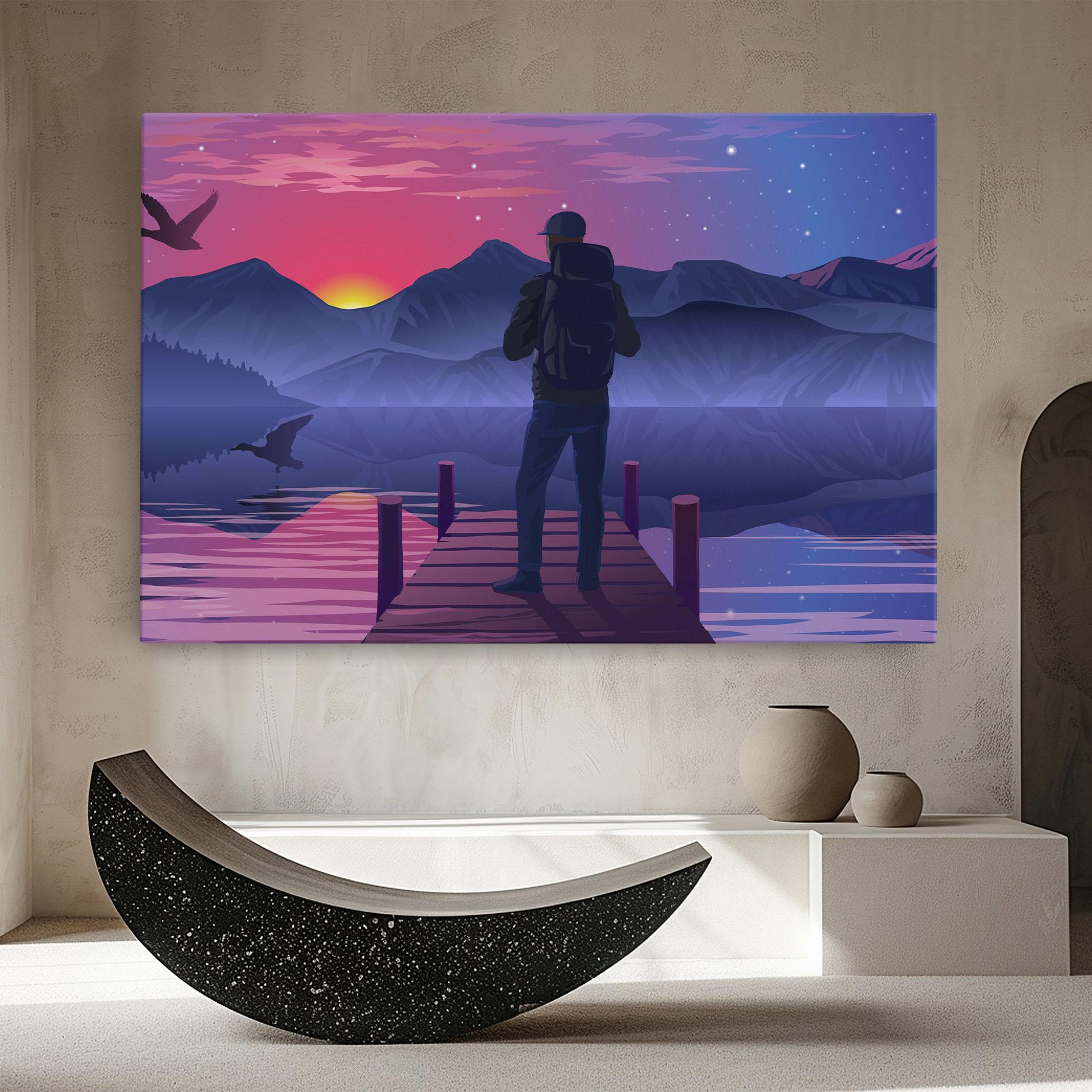 Tablou Canvas Lake Pink Night mockup 8