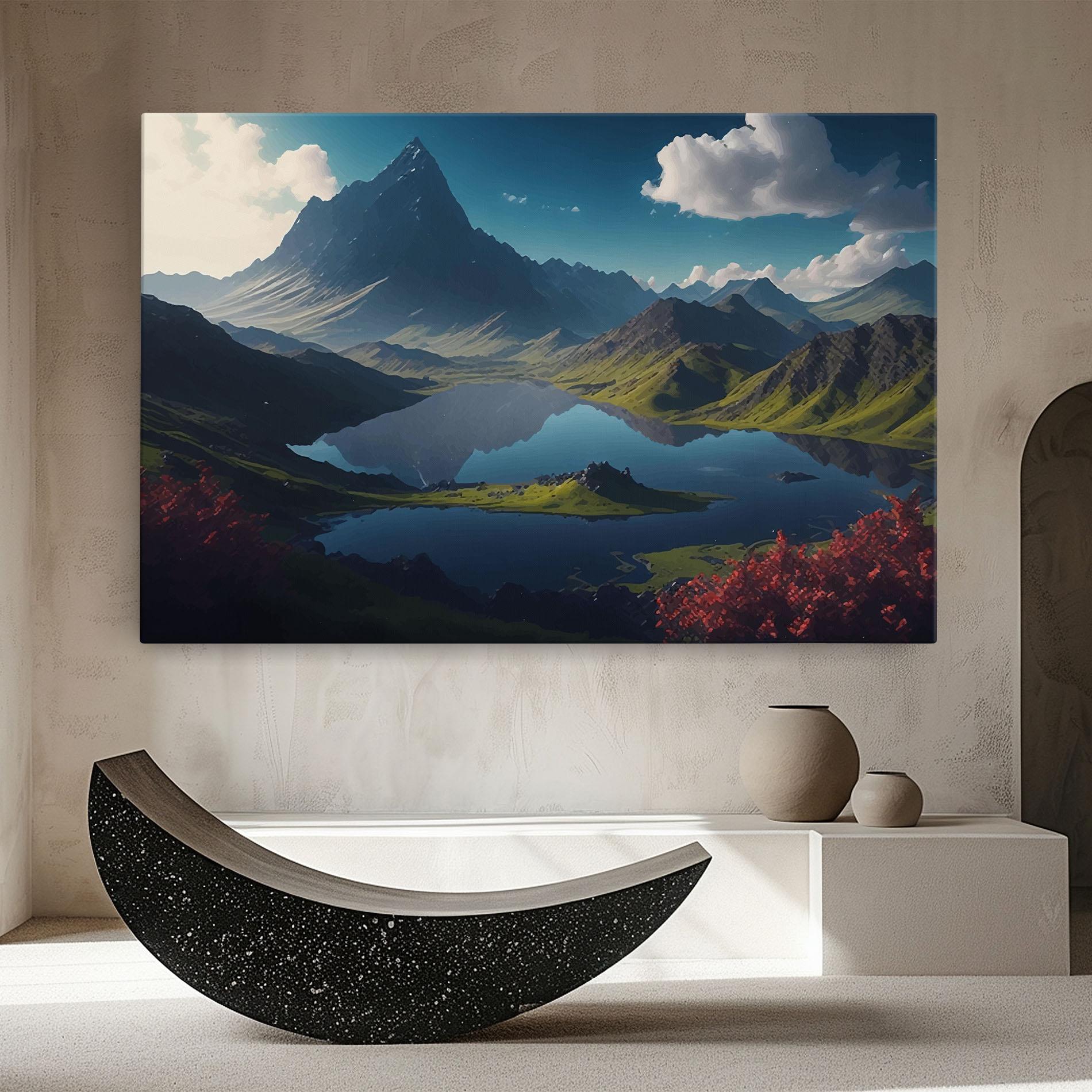 Tablou Canvas Red Flower Lake mockup 8