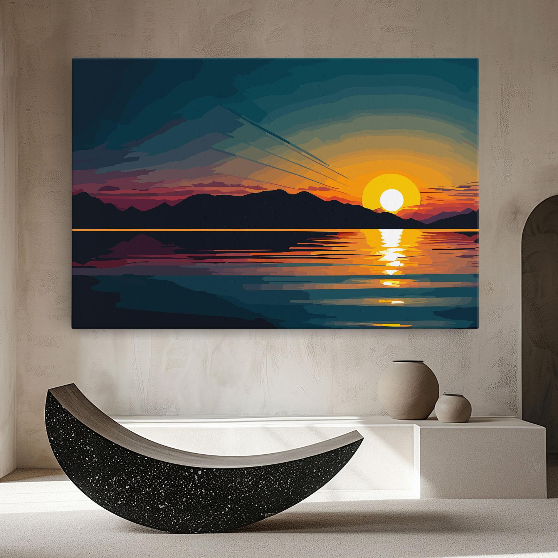 Tablou Canvas Sunset Art Lake mockup 8