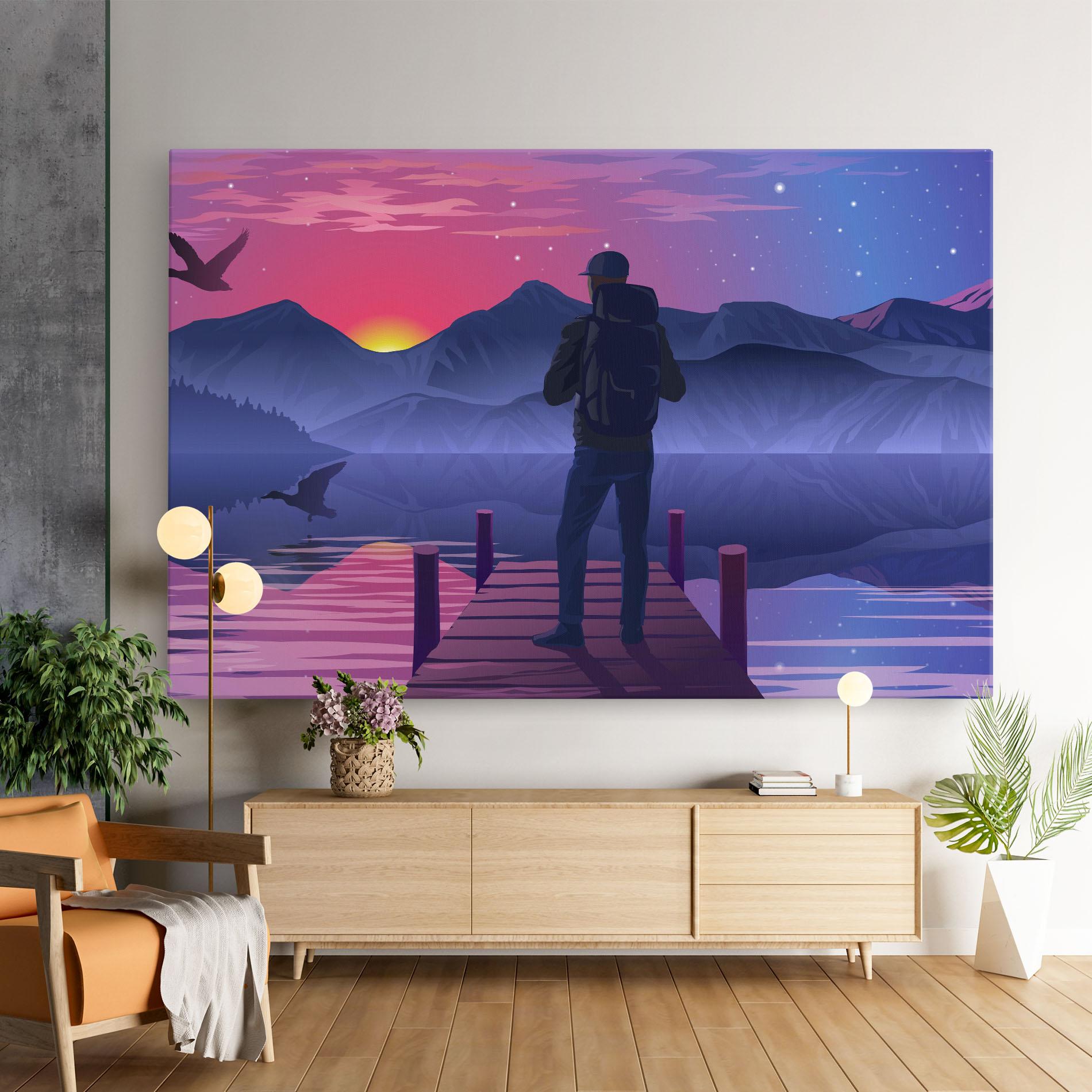 Tablou Canvas Lake Pink Night mockup 9