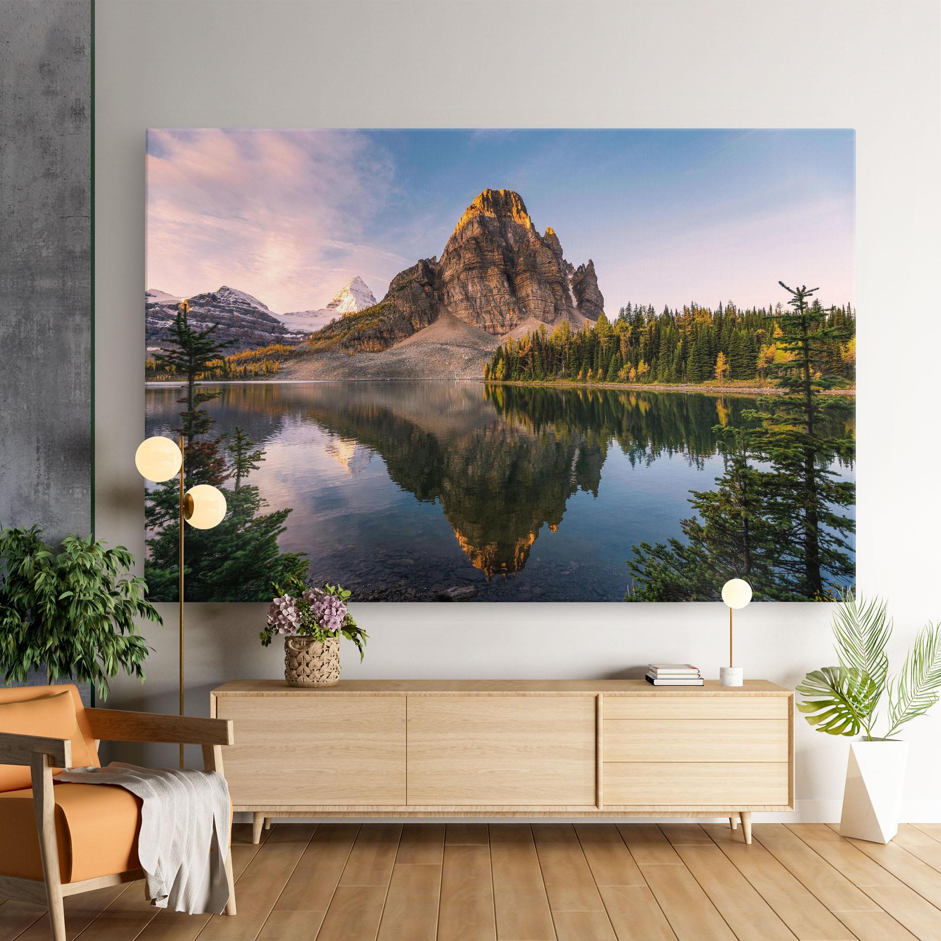Tablou Canvas Mountain Sunrise Lake mockup 9