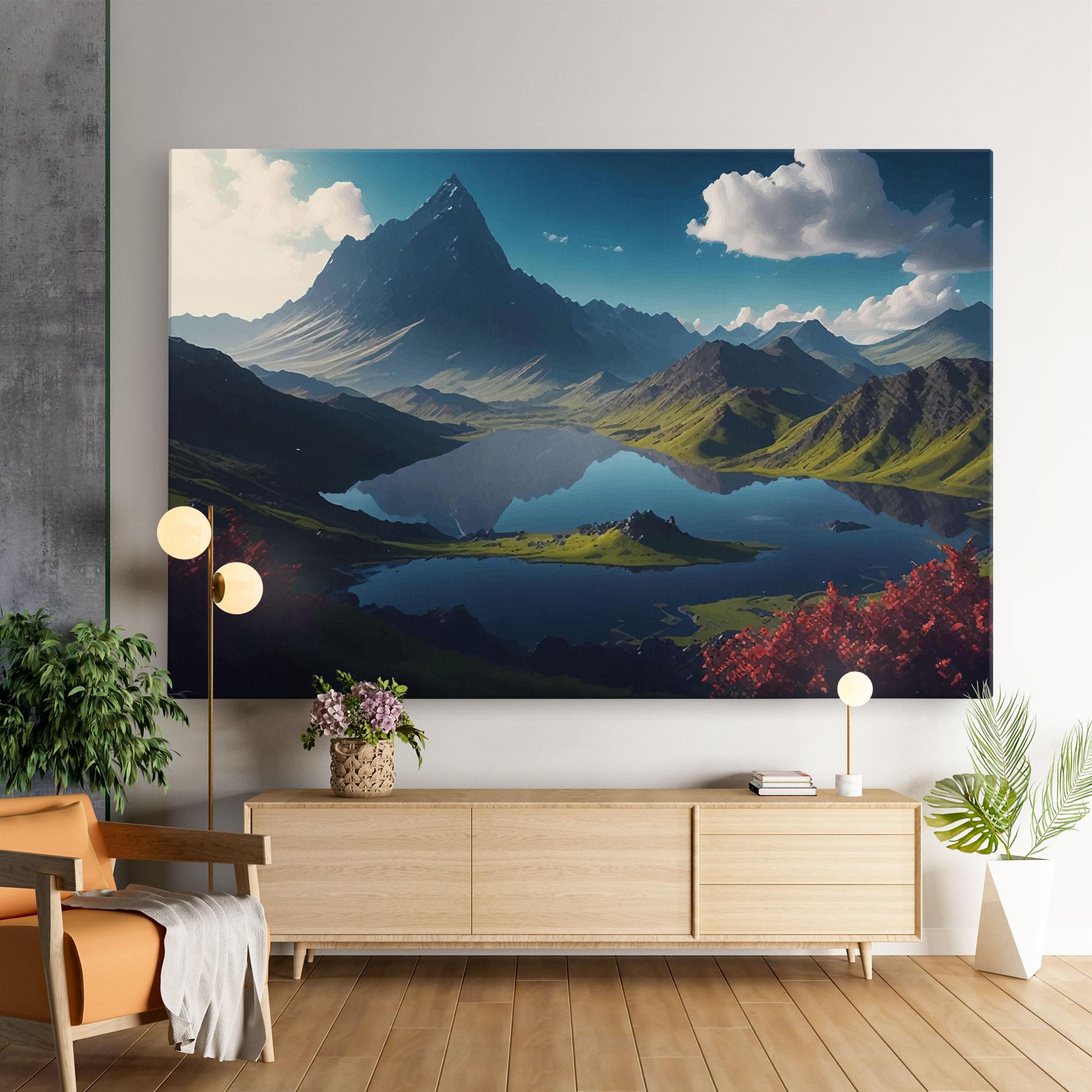 Tablou Canvas Red Flower Lake mockup 9