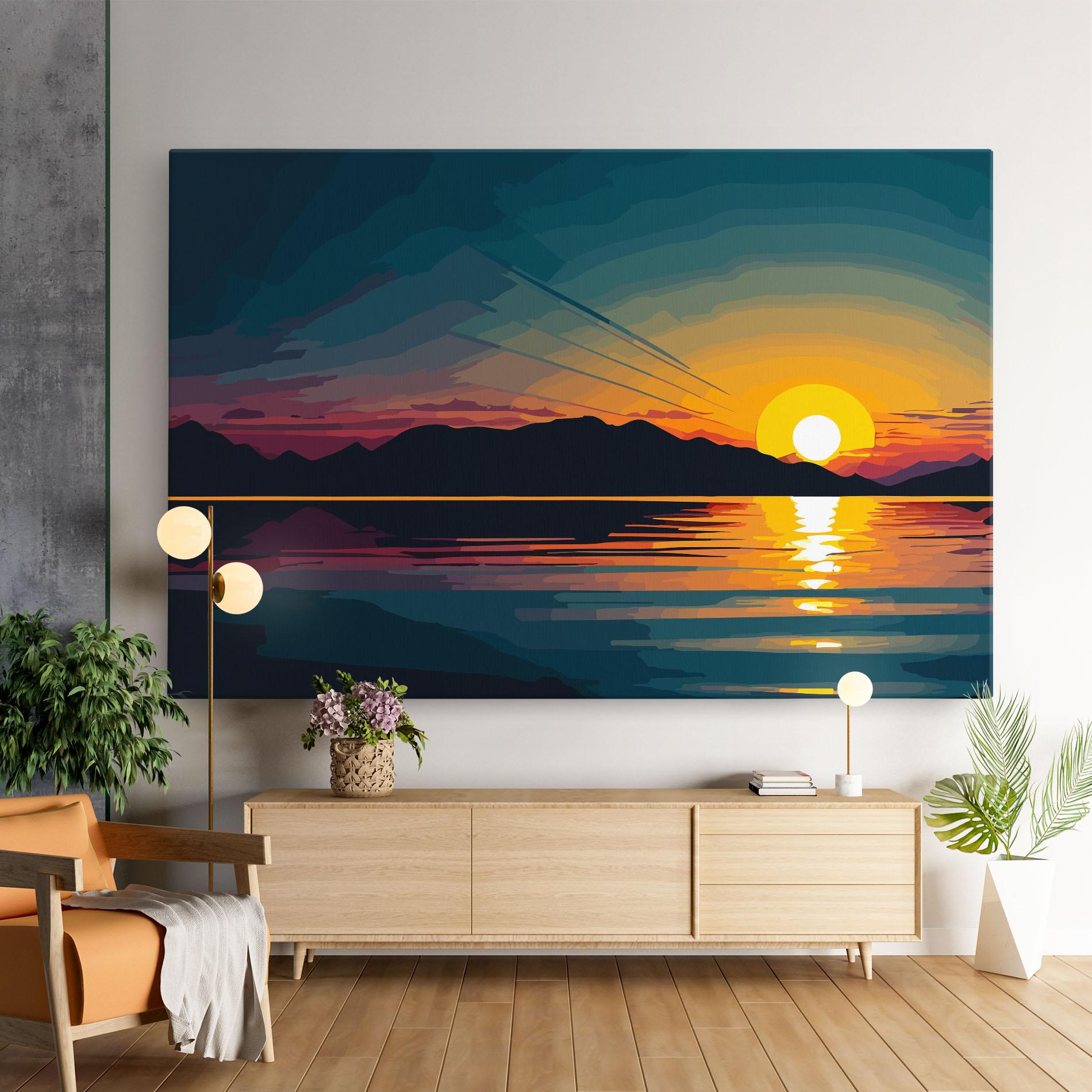 Tablou Canvas Sunset Art Lake mockup 9
