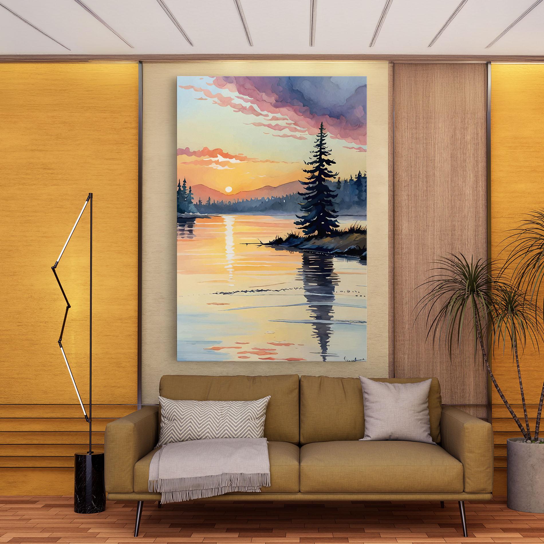 Tablou Canvas Tree Shadow Lake mockup 9