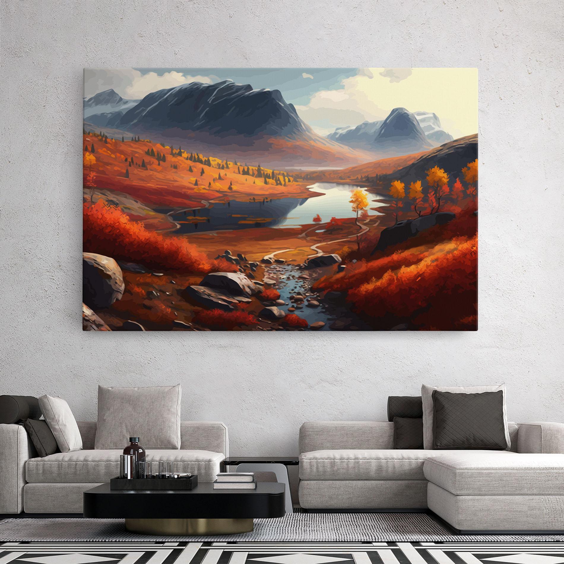 Tablou Canvas Autumn Field Lake mockup 2