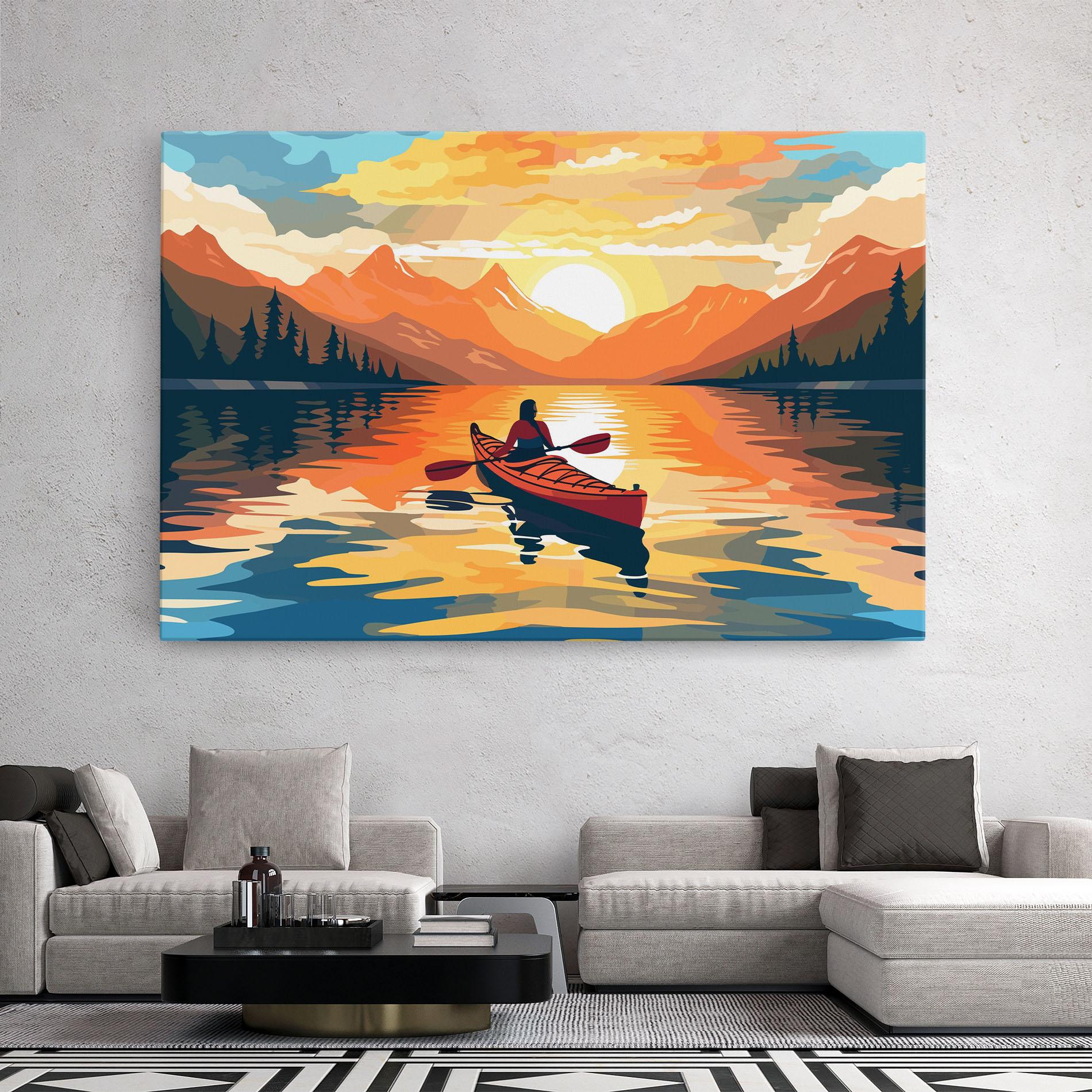 Tablou Canvas Boat Sunset Woman mockup 2