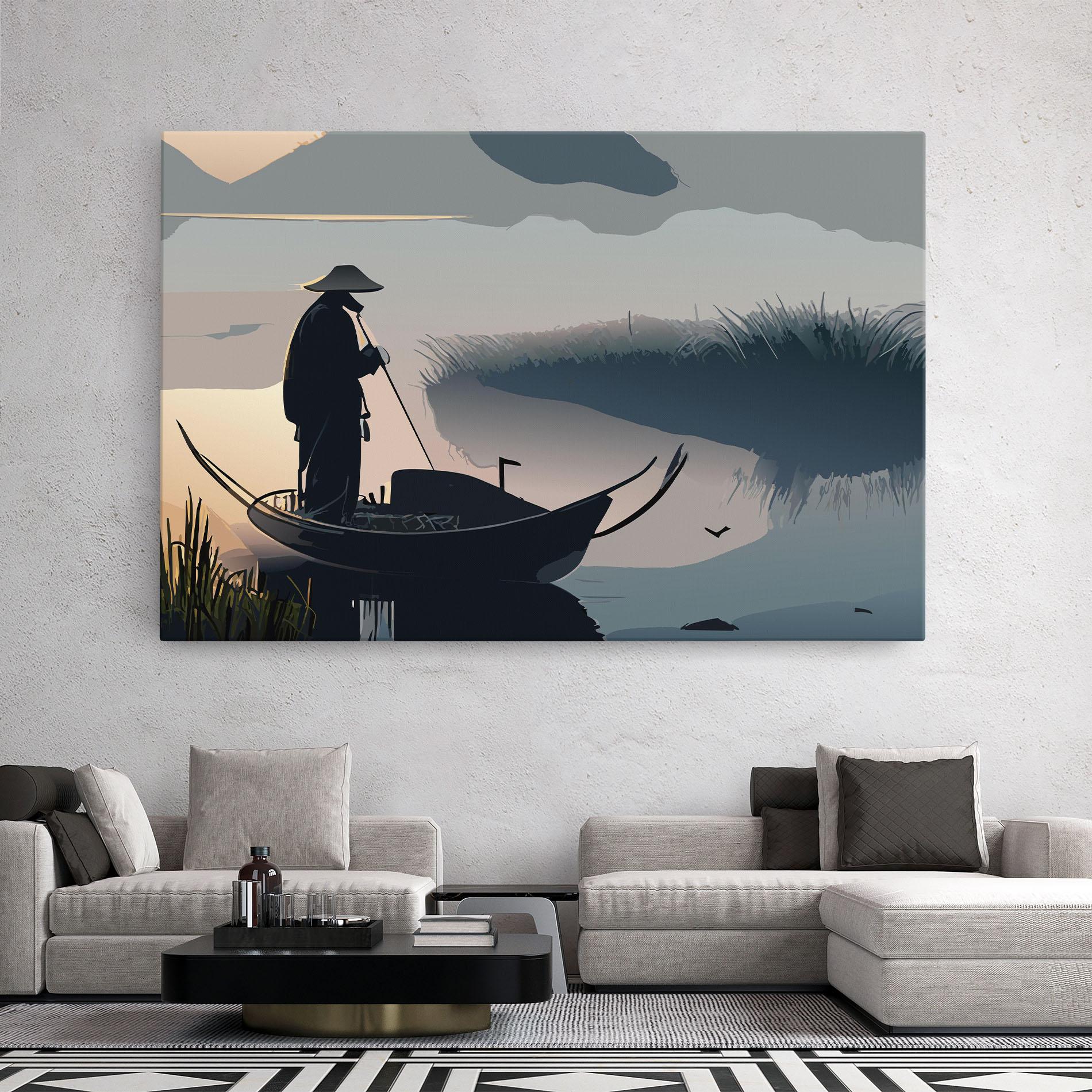 Tablou Canvas Japan Lake Man mockup 2