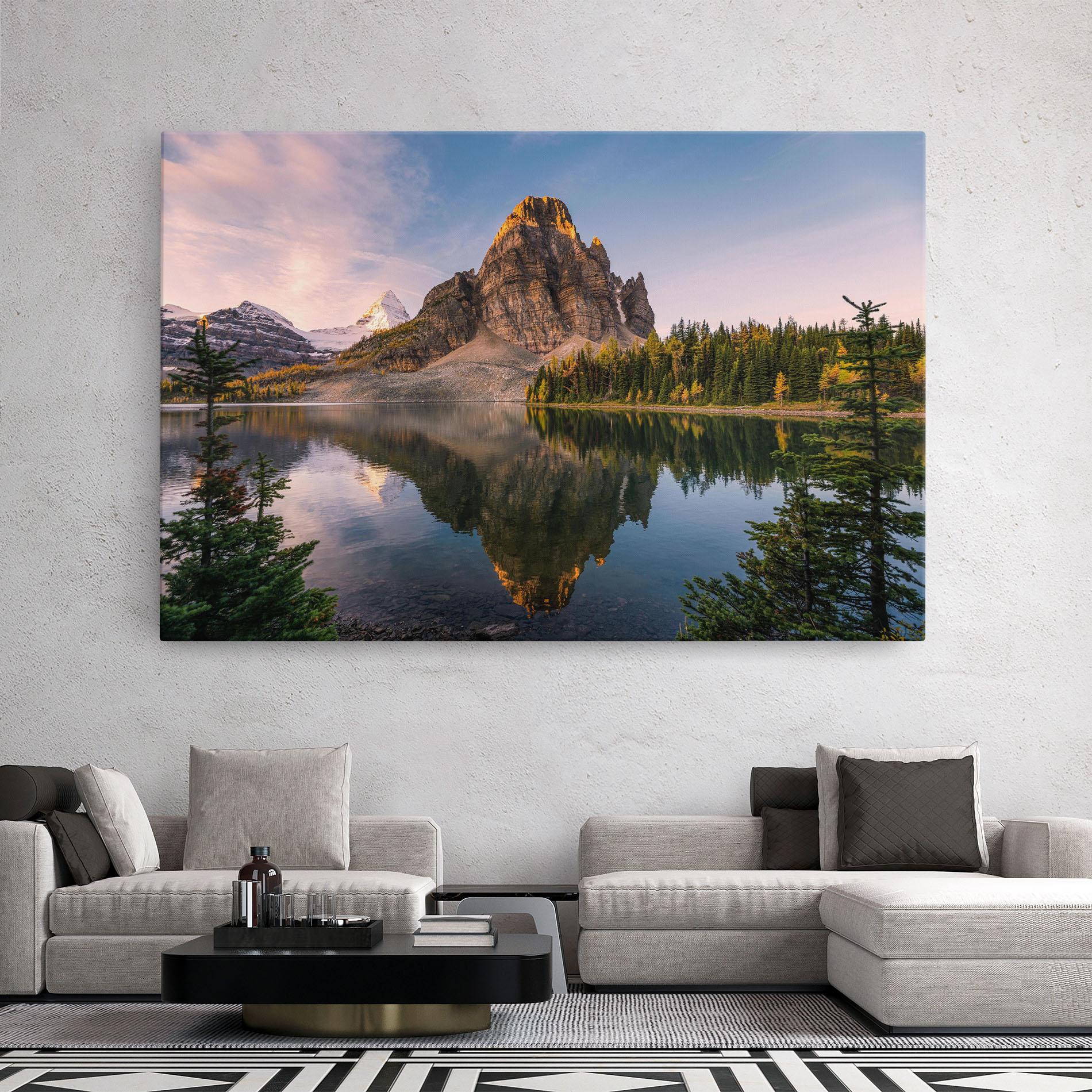 Tablou Canvas Mountain Sunrise Lake mockup 2
