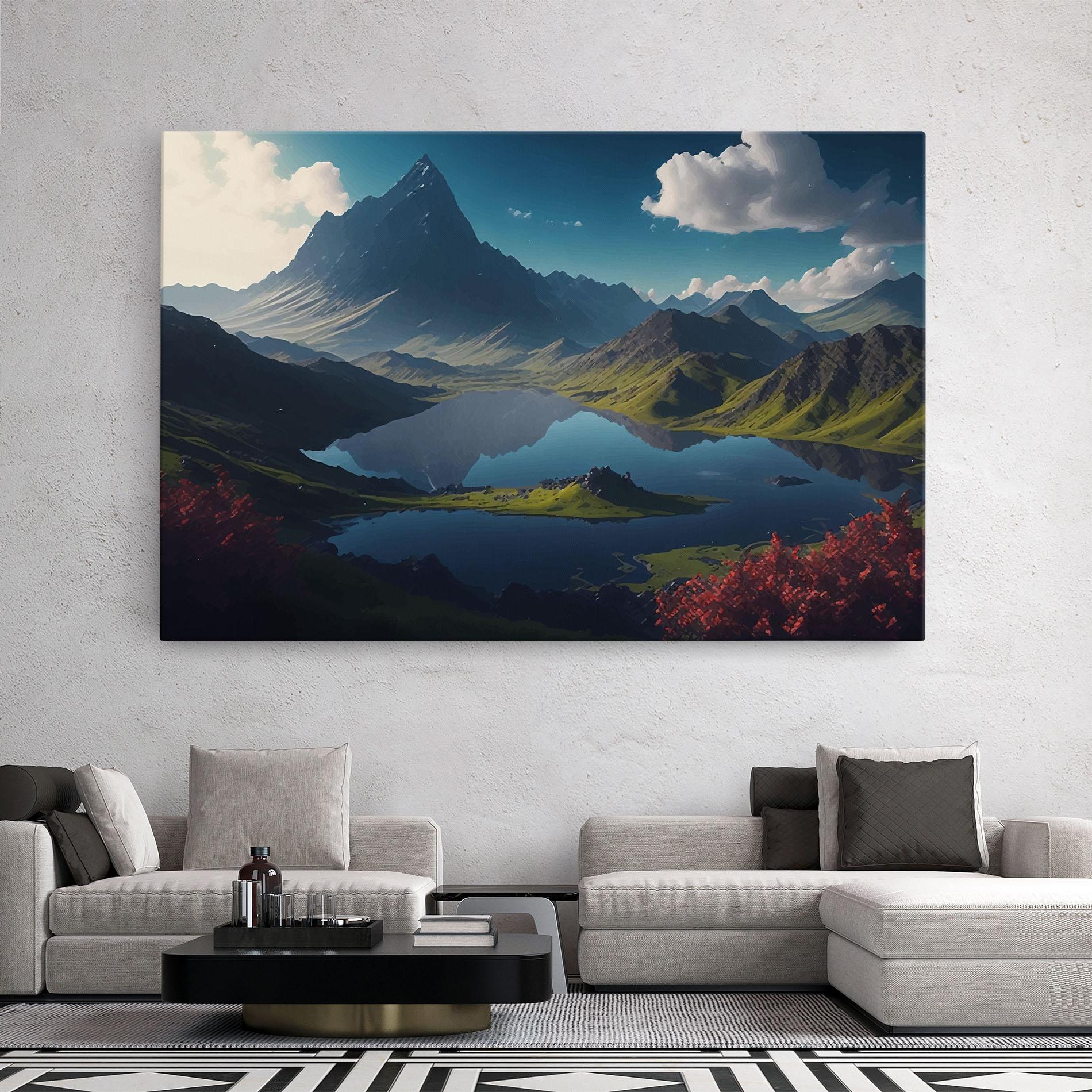 Tablou Canvas Red Flower Lake mockup 2