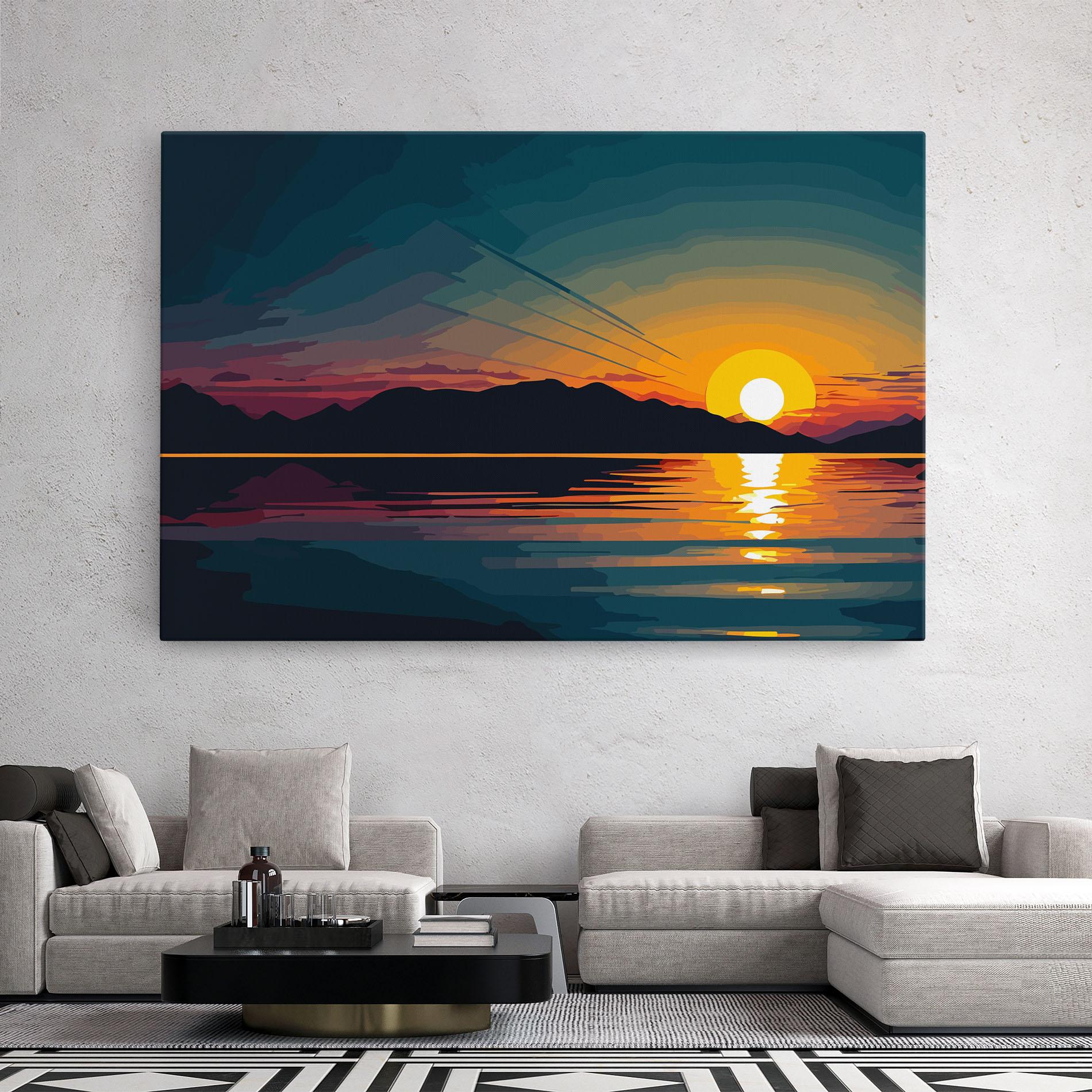 Tablou Canvas Sunset Art Lake mockup 2