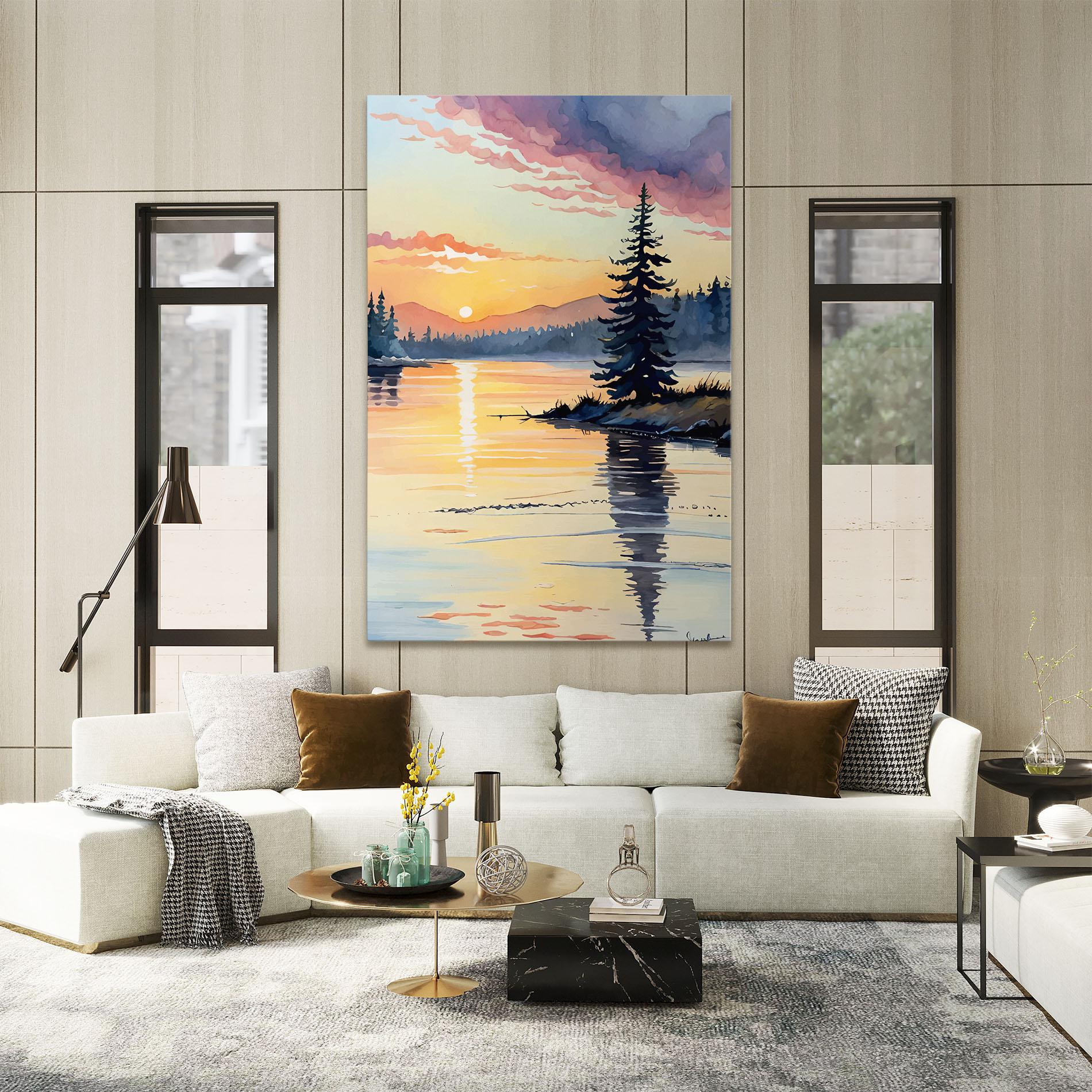 Tablou Canvas Tree Shadow Lake mockup 2