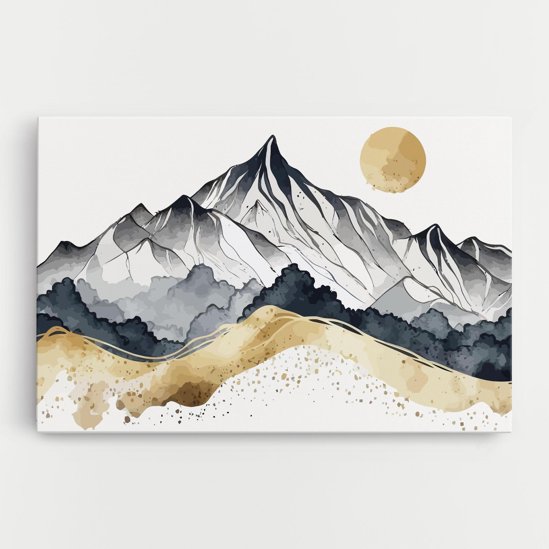 Tablou Canvas Grey Gold Mountain mockup 0
