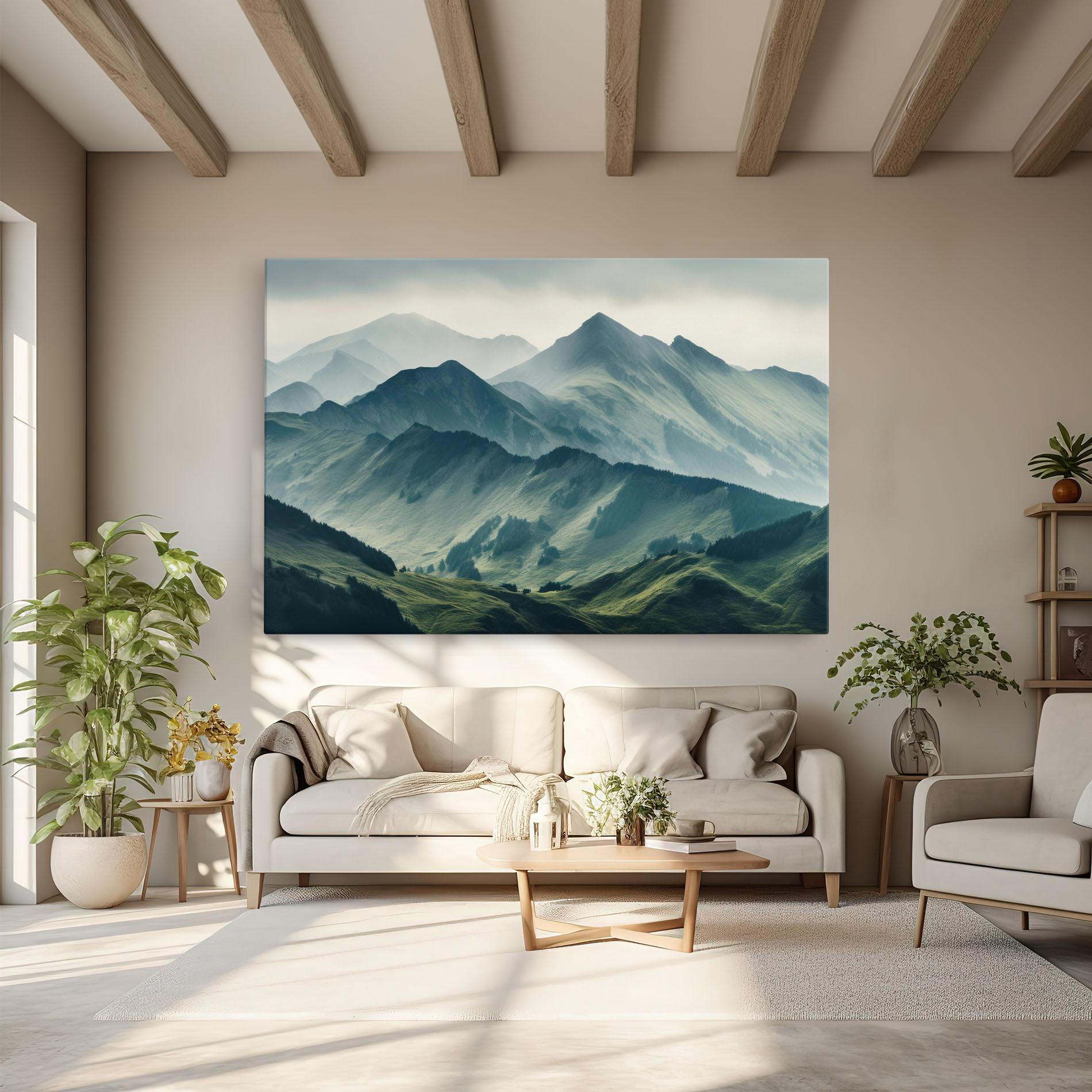 Tablou Canvas Amazing Foggy Mountain mockup 6