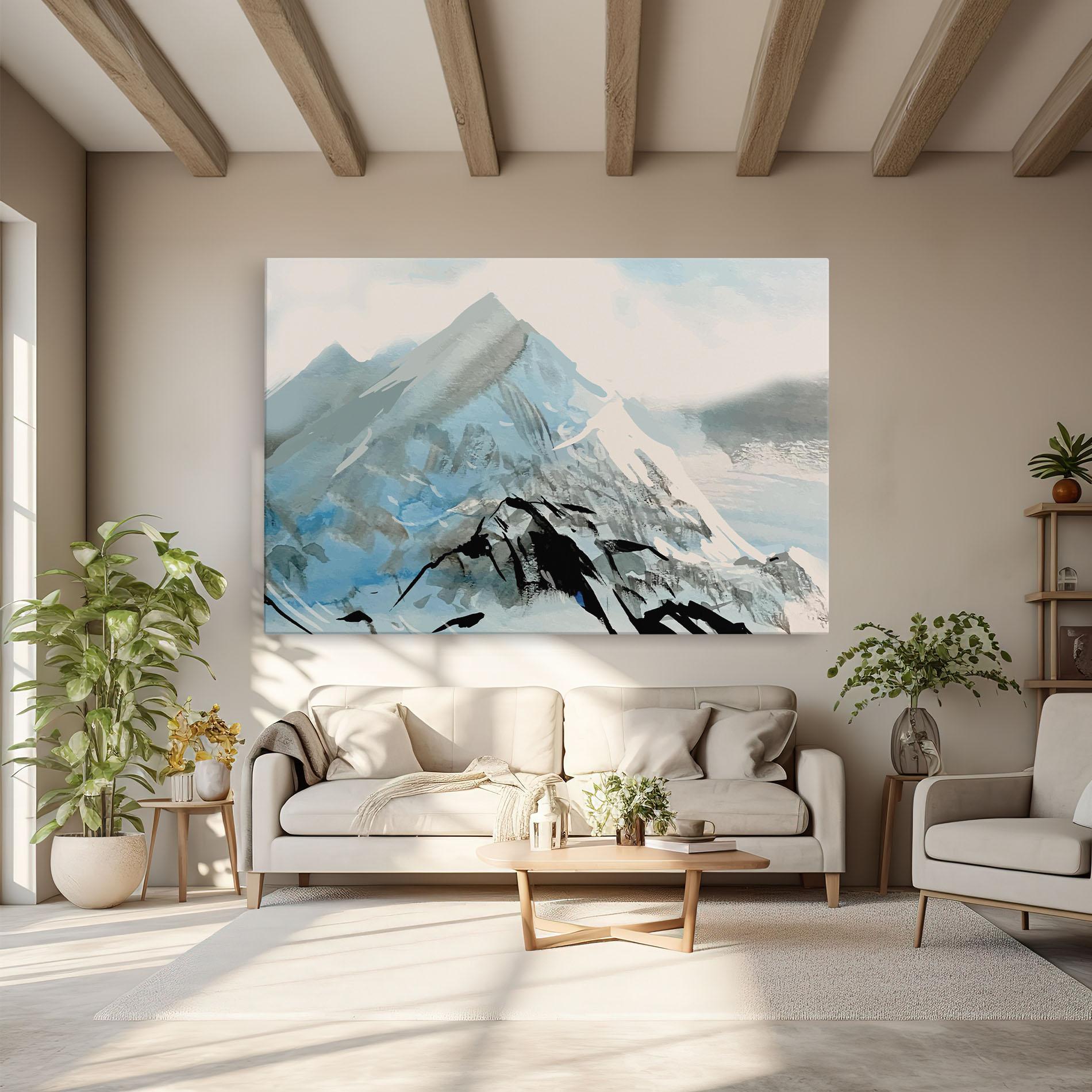 Tablou Canvas Blue Black Mountain mockup 6