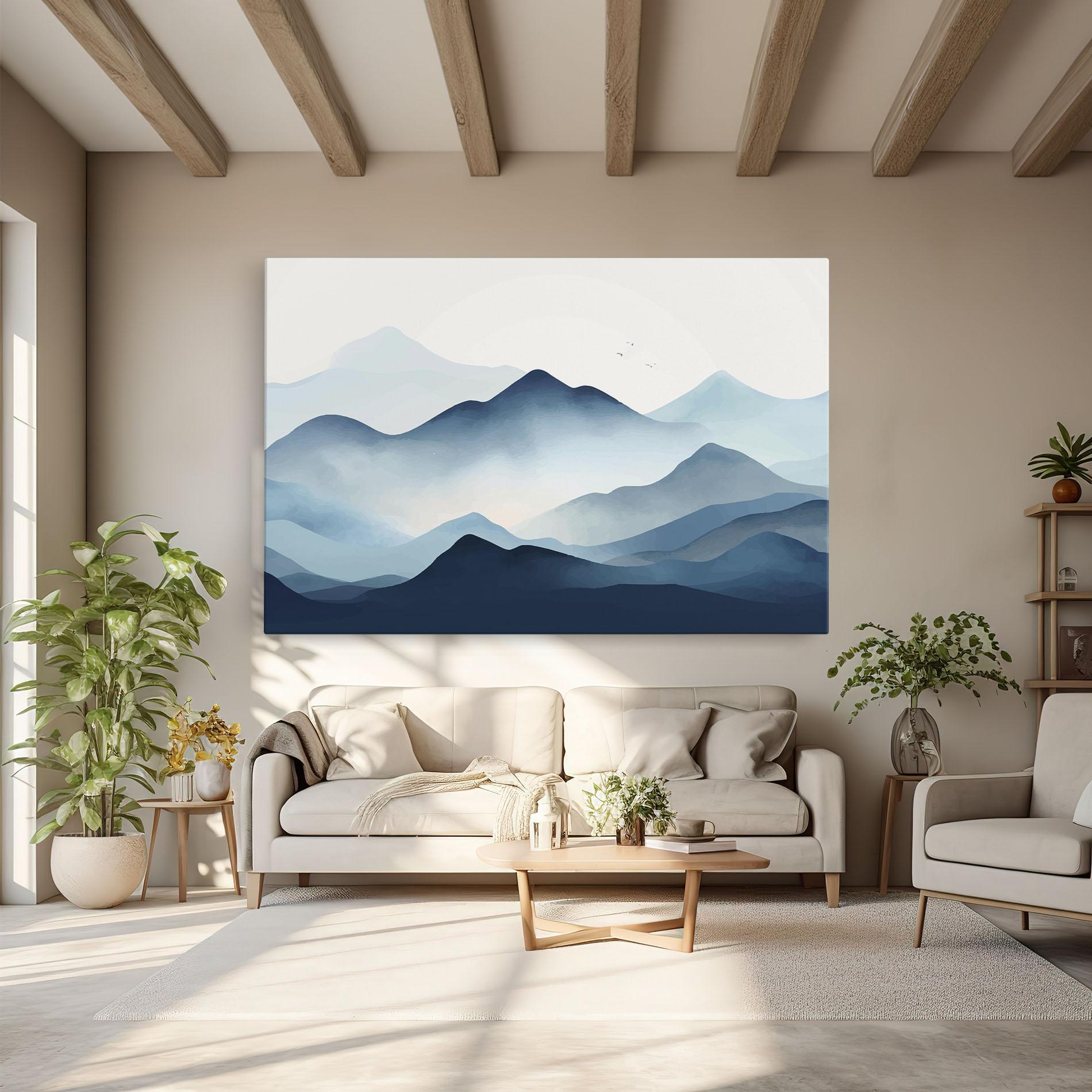 Tablou Canvas Blue Foggy Mountain mockup 6