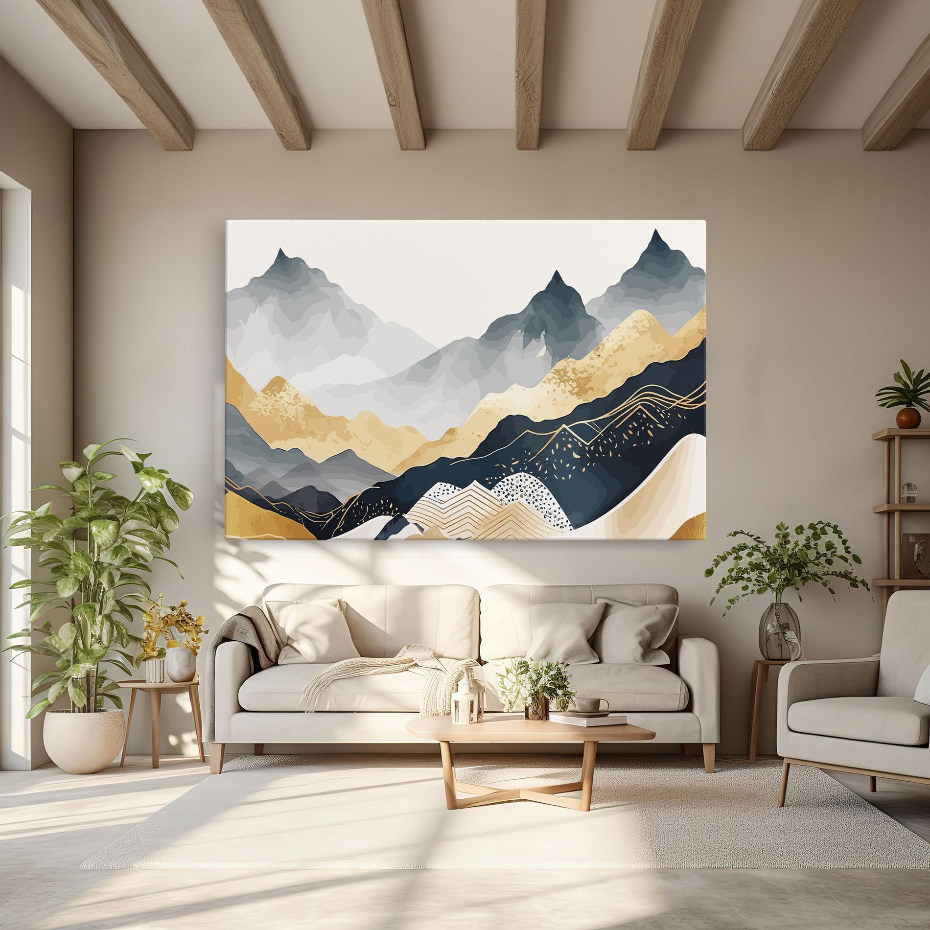 Tablou Canvas Blue Gold Mountain mockup 6