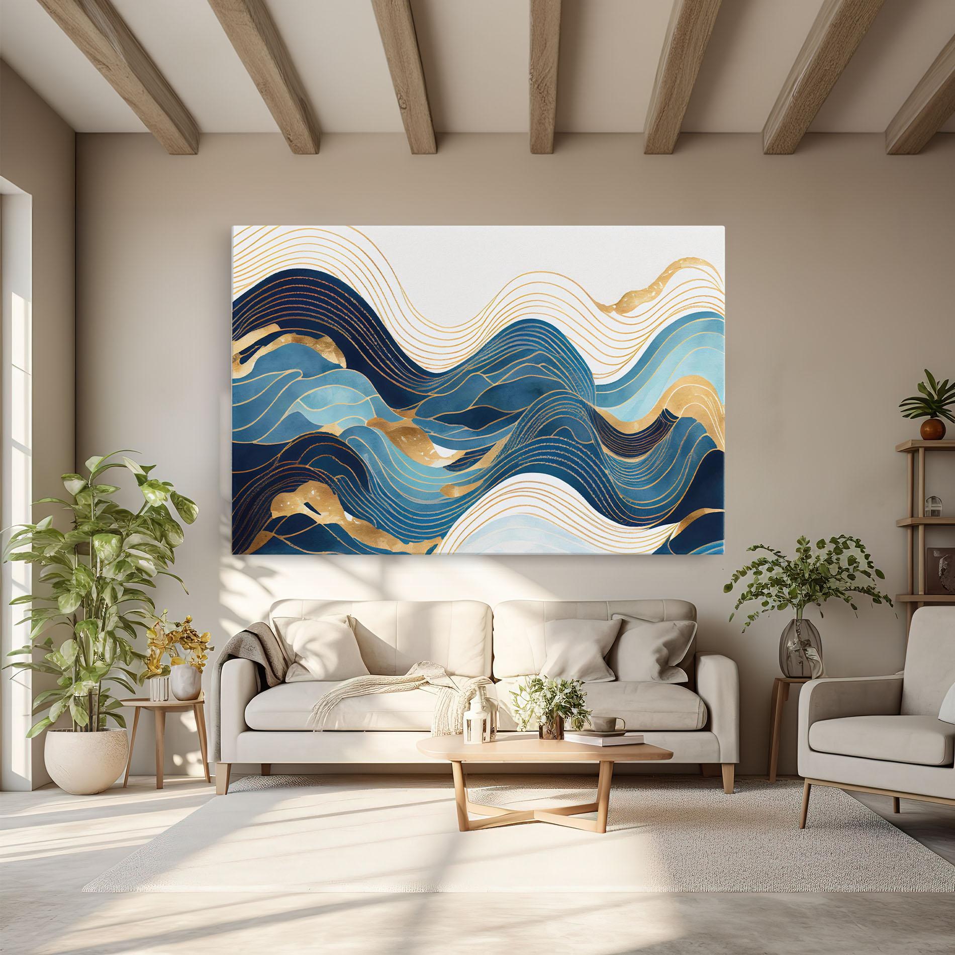 Tablou Canvas Blue Wave Mountain mockup 6